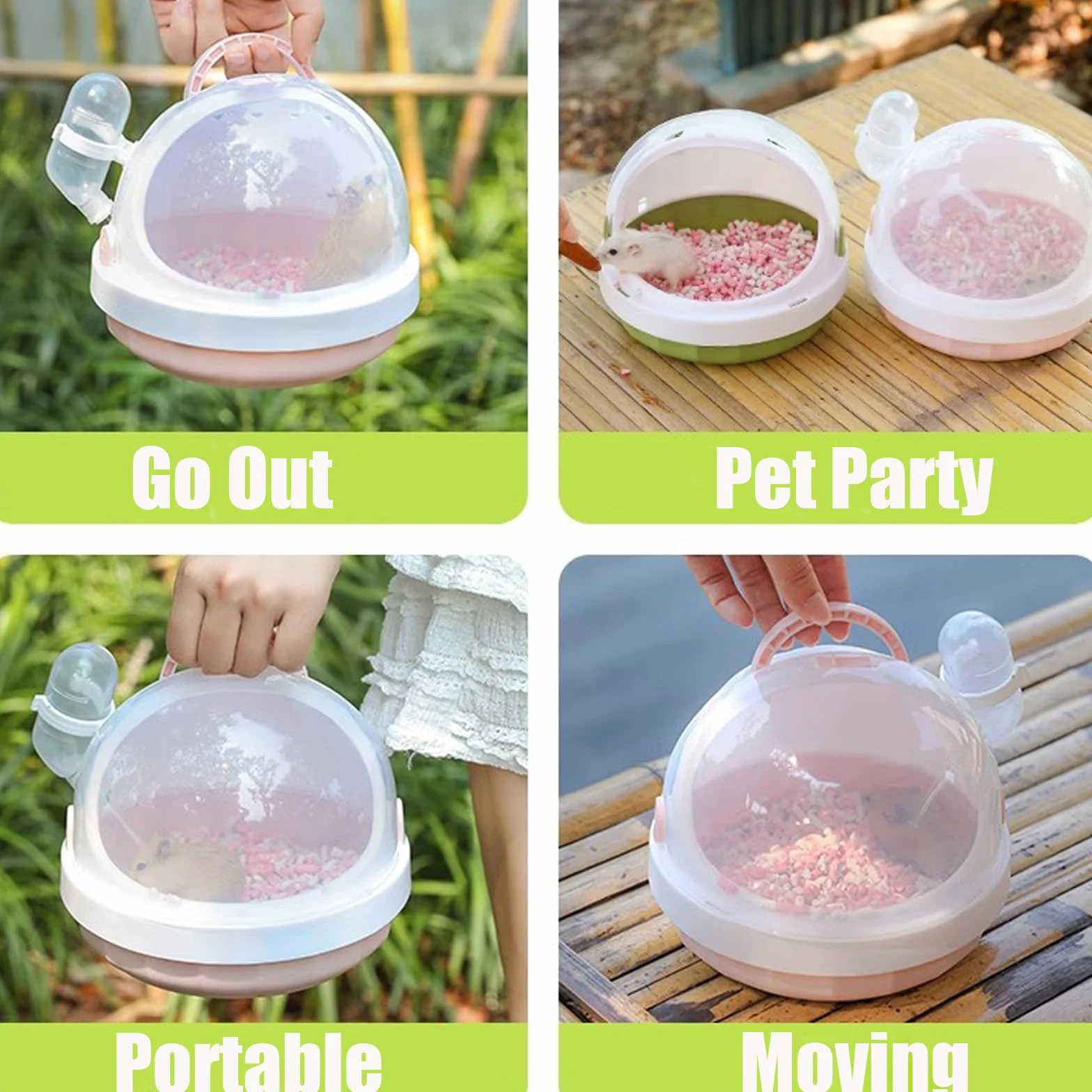 YouYuer Klatka dla chomika transporter z butelką na wodę plastikowy podróżny