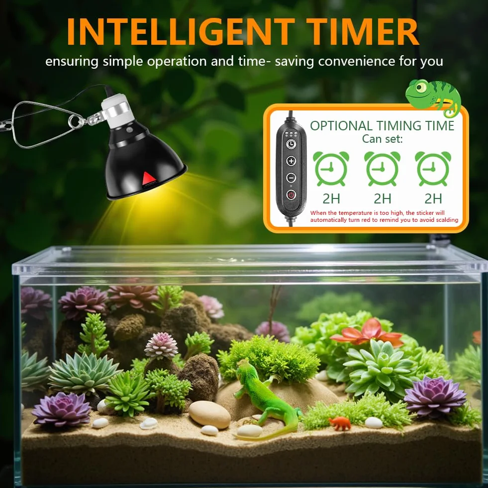 HOTUT Reptile Dome Terrarium, aluminiowa lampa reflektorowa E27 15 cm 100 W