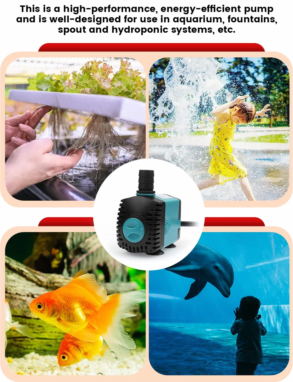 Pompy wodne (1200 l/h, 25 W) do akwariów, stawu, studni, hydroponiki, akwarium, pompa głębinowa do stawu, studni, EB305