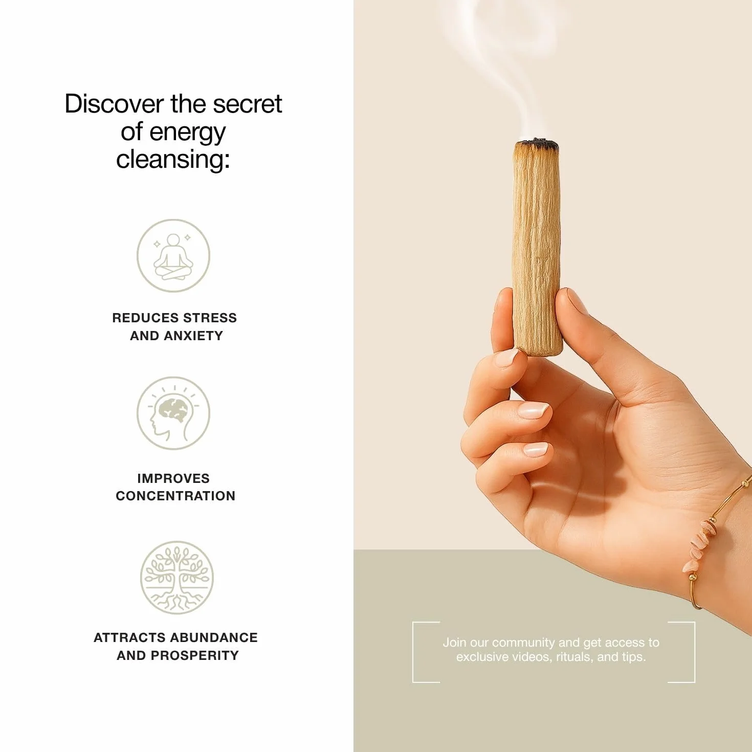 Zestaw do oczyszczania energetycznego: 4 Palo Santo, 1 biała szałwia, bransoletka jako prezent + selenit (cyfrowa zawartość QR) – naturalne i idealne do medytacji, jogi, rytuałów duchowych