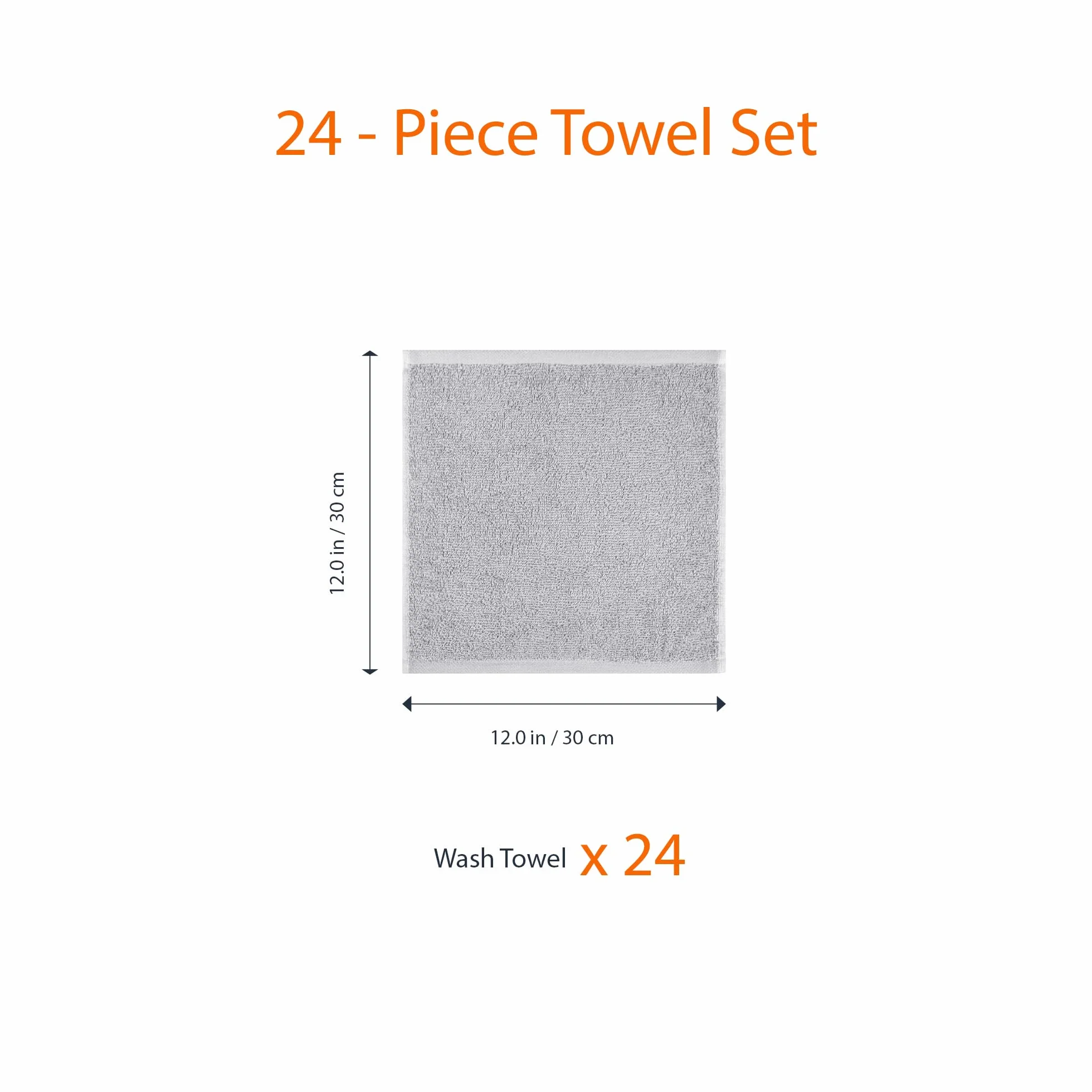 Amazonbasics Zestaw Ręczników, Bawełna, Szary, 24 sztuki