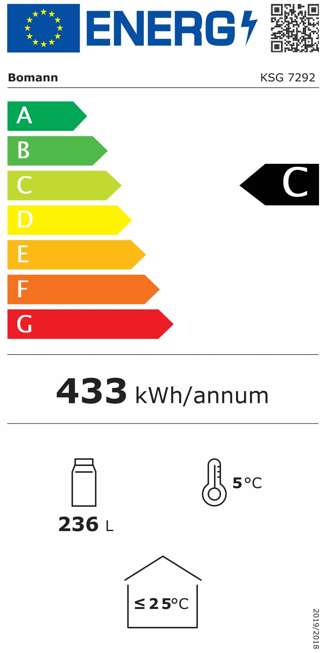 Lodówka Bomann® z drzwiami szklanymi, Klasa energetyczna C, 143 cm, Lodówka na napoje 2-12°C, MultiAirflow, 5 półek drucianych, Odwracalny zawias drzwi, 236 l, Chłodziarka na butelki, KSG 7292, biała