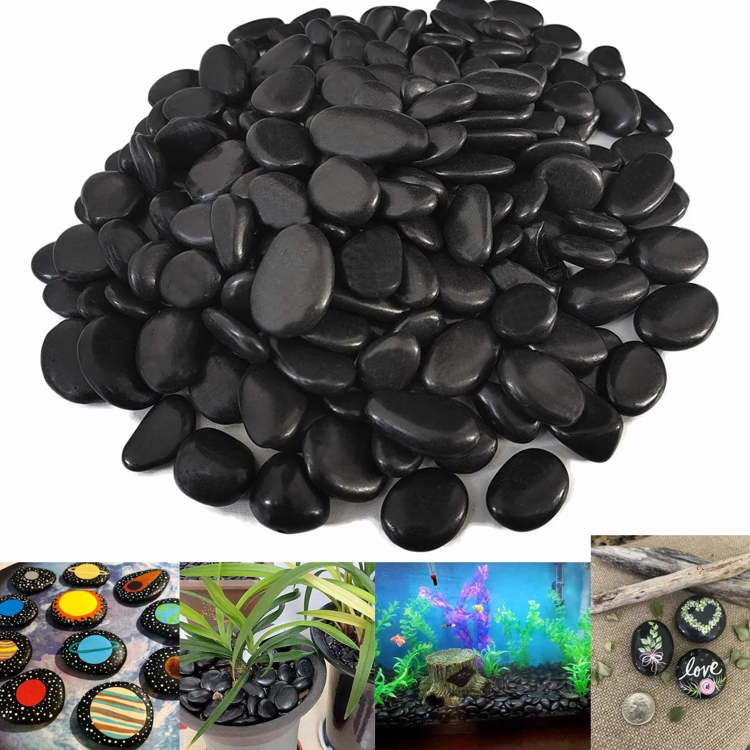 Kamienie dekoracyjne akwarium czarne żwir 20-40 mm 950 g