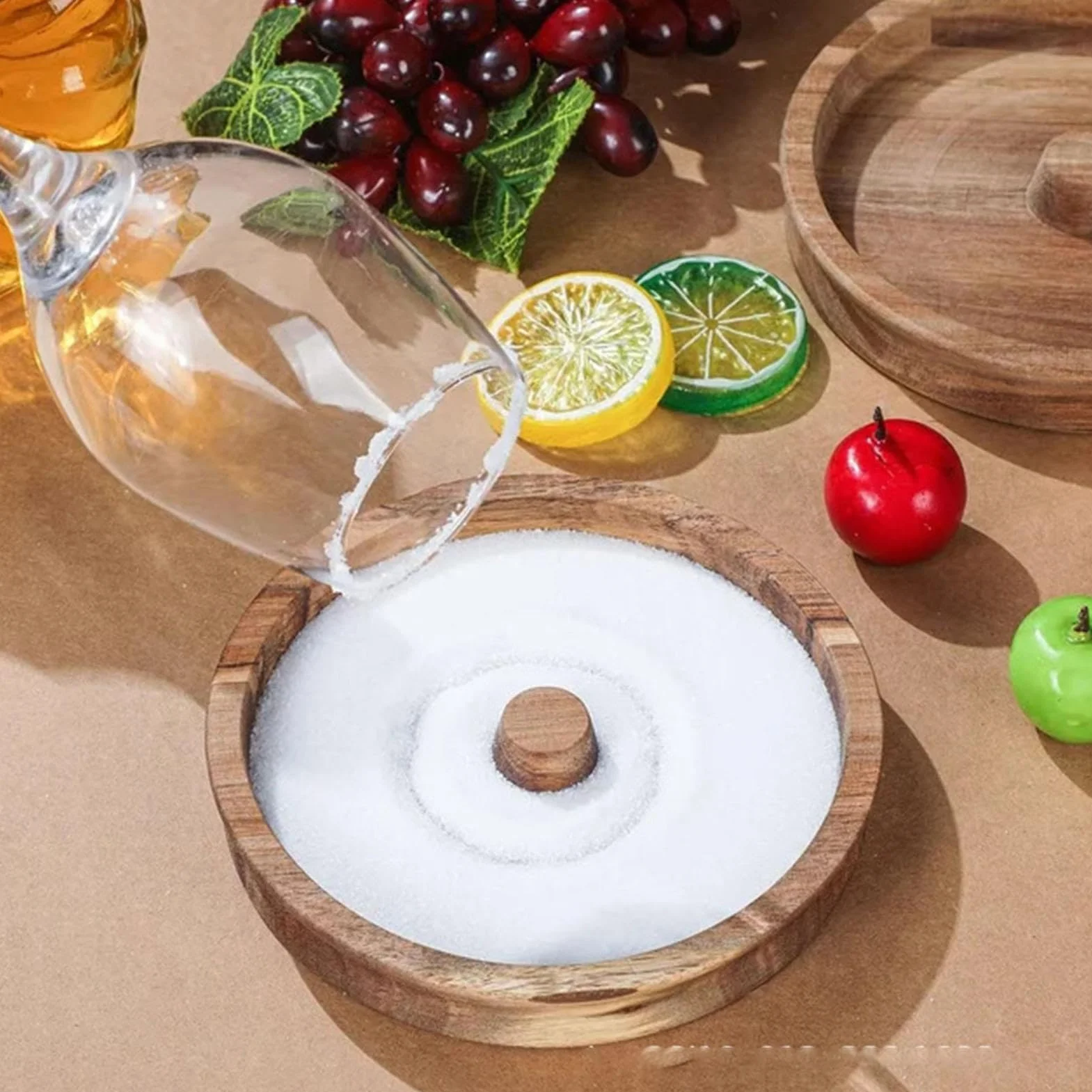 Margarita Salt Rimmer - Margarita Salt Rimmer i Sugar Rimmer do koktajli, wielofunkcyjny drewniany pojemnik na cukier, przeno?na drewniana taca, rimmery koktajlowe do napojów, akcesoria do soków