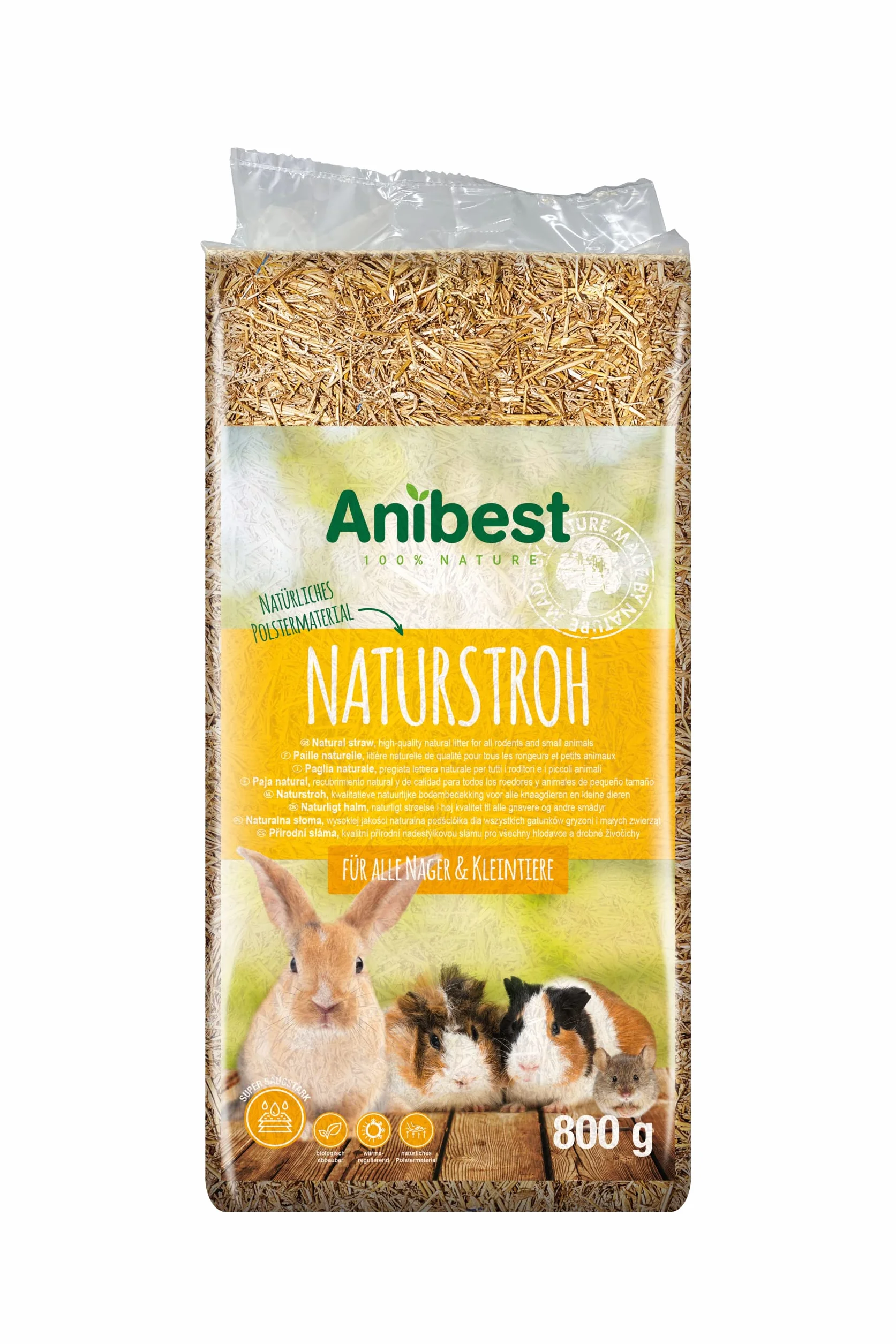 Anibest Naturalna słoma, żwirek dla małych zwierząt 100% naturalny ściółka dla gryzoni i królików