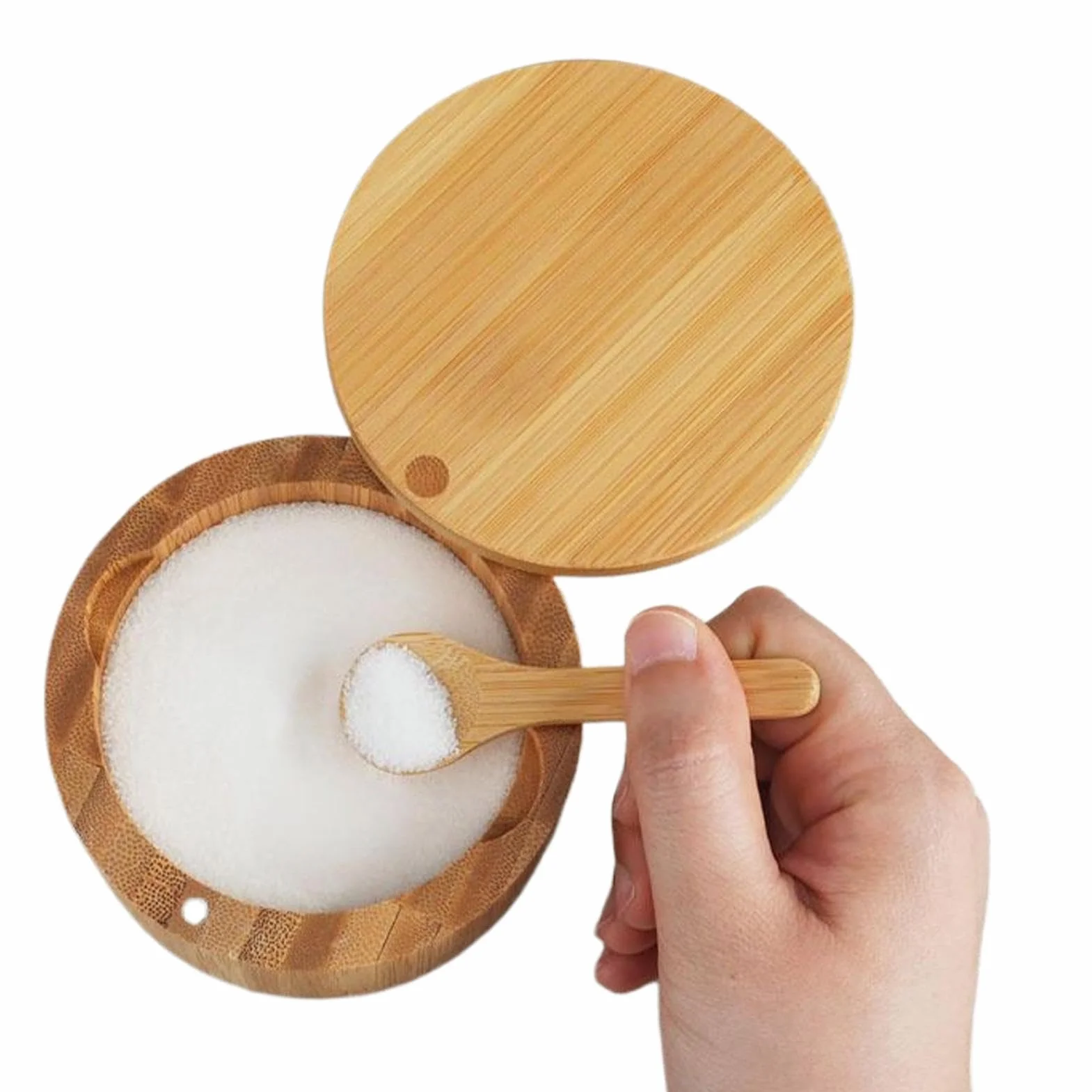 Wood Salt Cellar Bowl Box, Magnetic Lid Seasoning Holder, Lightweight Wooden Seasoning Containers, Perfect for Kitchen Countertops, Pantry Storage & Organizing