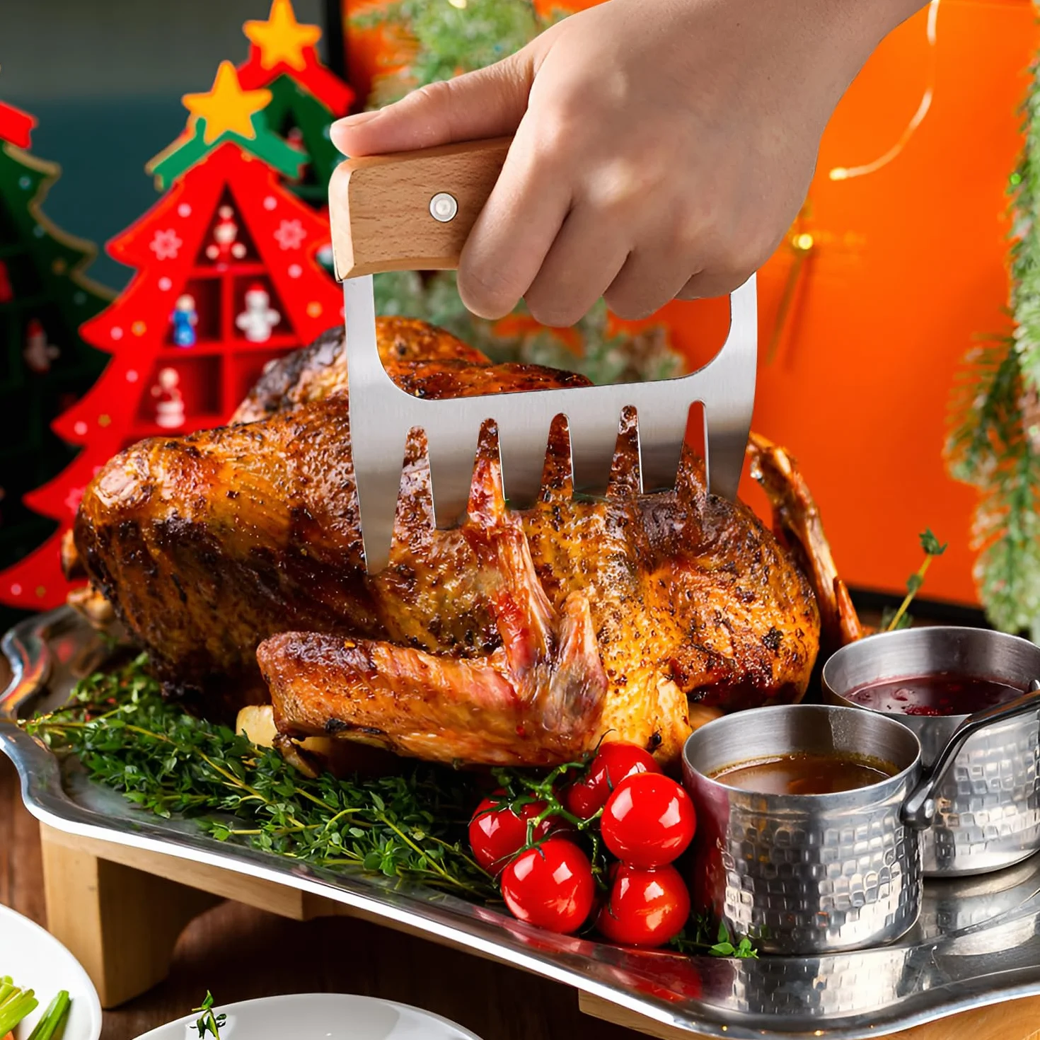 2 sztuki pazurów niedźwiedzia BBQ, pazury do mięsa ze stali nierdzewnej, profesjonalne narzędzia do grillowania kurczaka, steku, wieprzowiny - akcesoria do grilla