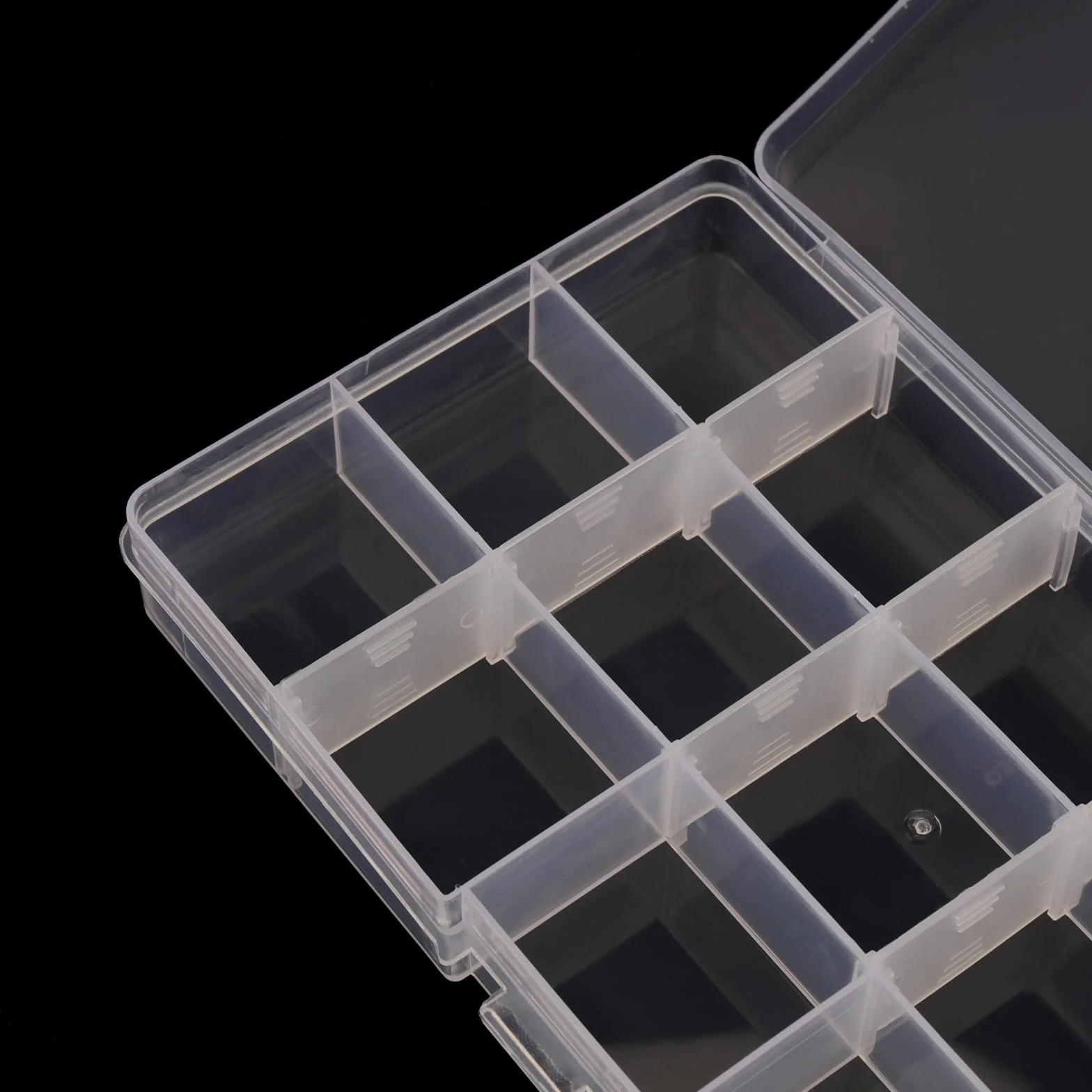 Pudełko do przechowywania, 12 sztuk, 15 przegródek, 17,3 x 9,8 x 2,3 cm, przezroczyste pudełka do przechowywania pereł ze zdejmowanymi ściankami działowymi, pudełka do sortowania małych części,