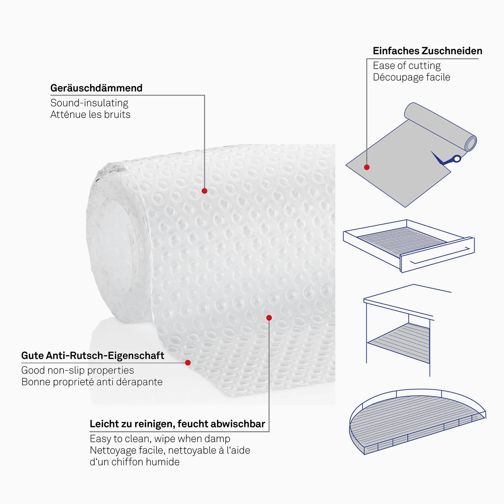 Keck & Lang GmbH 150 x 50 cm mata do szuflady mata antypoślizgowa wkładka do szuflady racjonalna