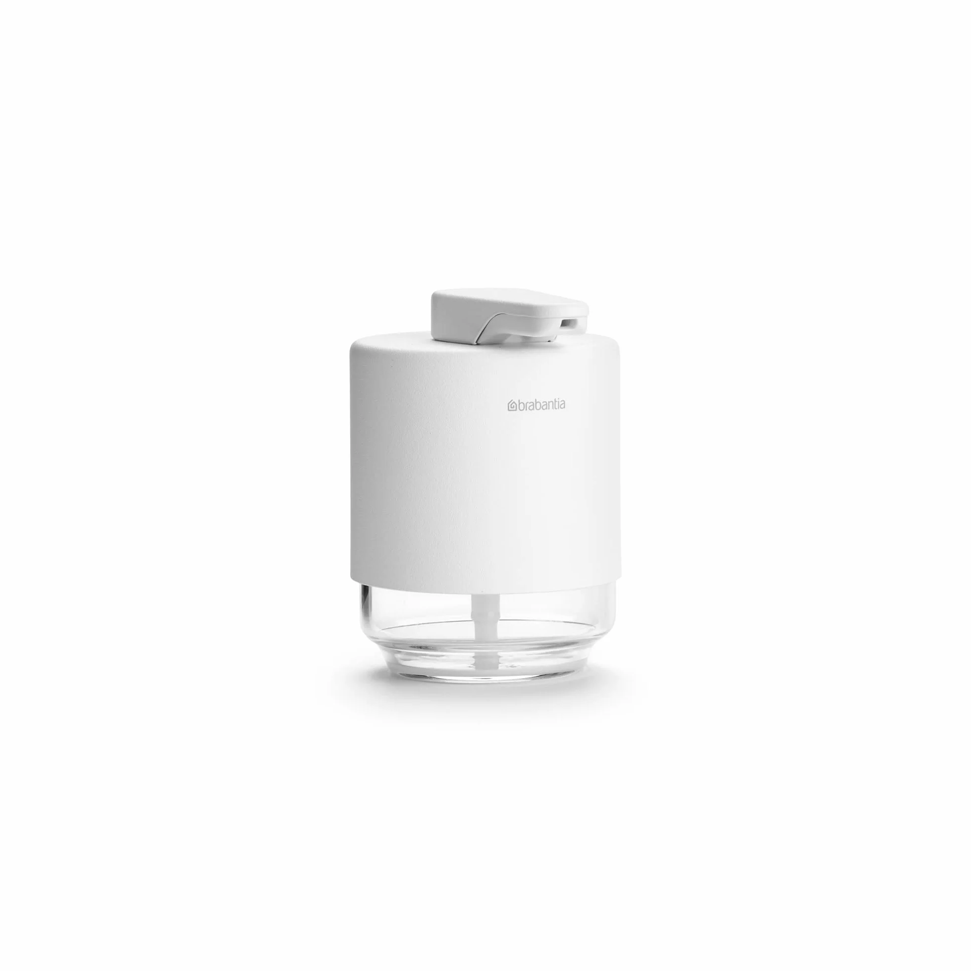 Brabantia - Mindset Dozownik Mydła - Niekapiący Mechanizm Pompki - Łatwy do Uzupełnienia - Wykonany z Odpornego na Korozję Metalu i Szkła - Stylowy Dodatek do Łazienki - Fresh White - 200 ml