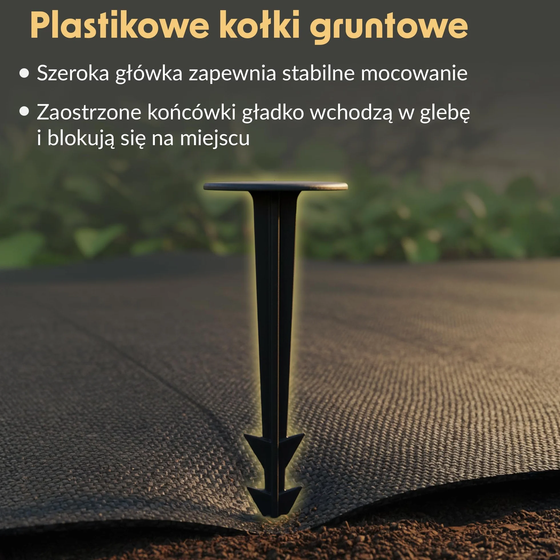 Kotwa gruntowa z tworzywa sztucznego, 150 x – śledzie odporne na promieniowanie UV, żebrowana konstrukcja i haczyki, szeroka główka, idealna do włókniny przeciw chwastom, geowłókniny, mulczu