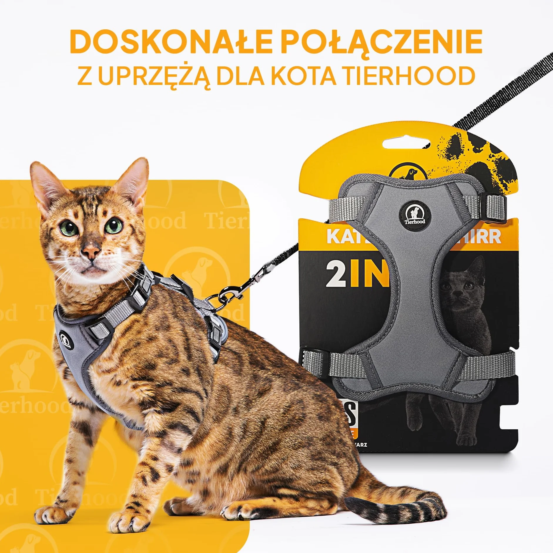 Tierhood Smycz dla Kotów 5 m / 10 m / 15 m - Bardzo Lekka z Paskiem na Rękę - Długa dla Maksymalnej Swobody - Rozmiar: 10 m