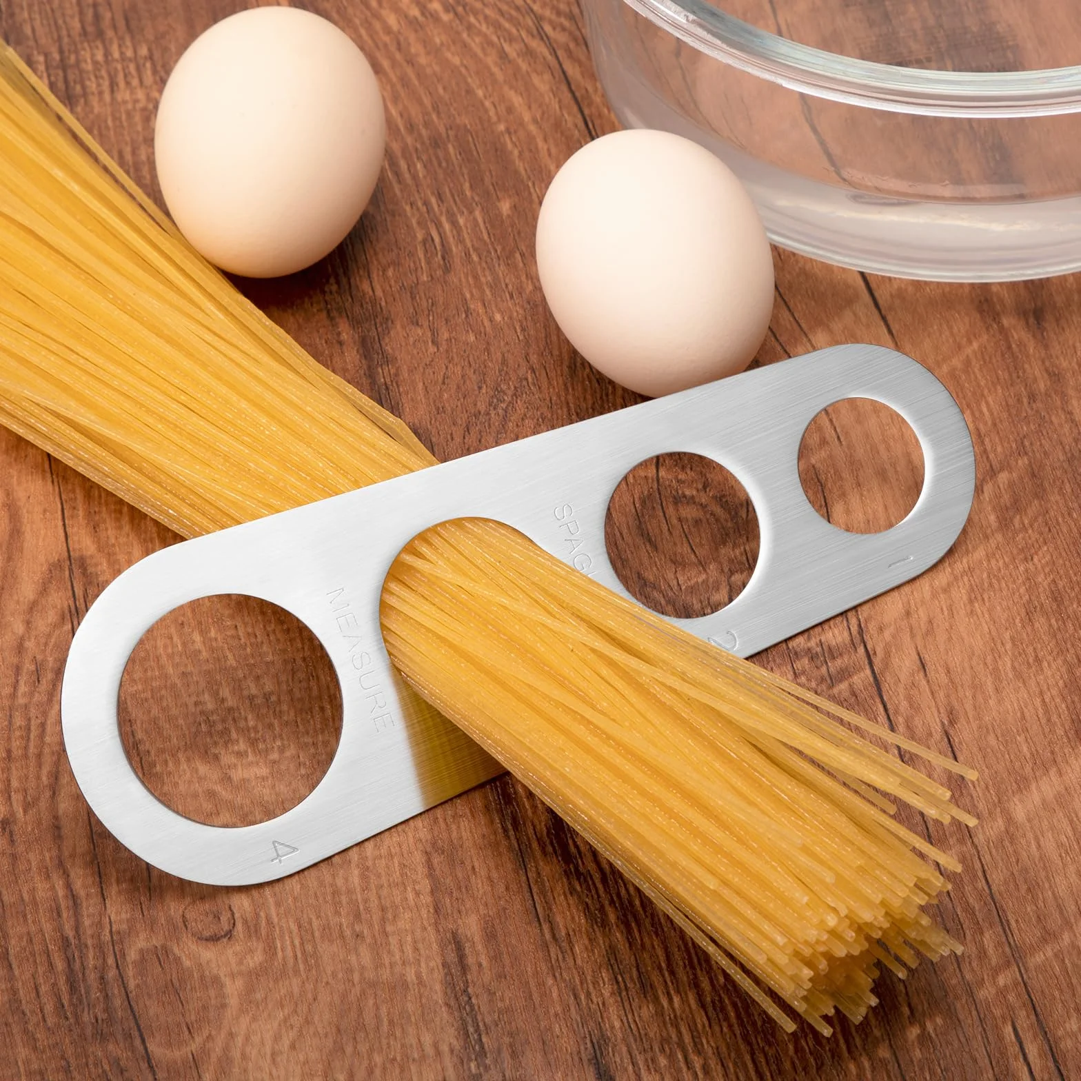 Miernik do spaghetti, stal nierdzewna, miarka do spaghetti, z 4 otworami pomiarowymi, pomoc kuchenna, 2 sztuki