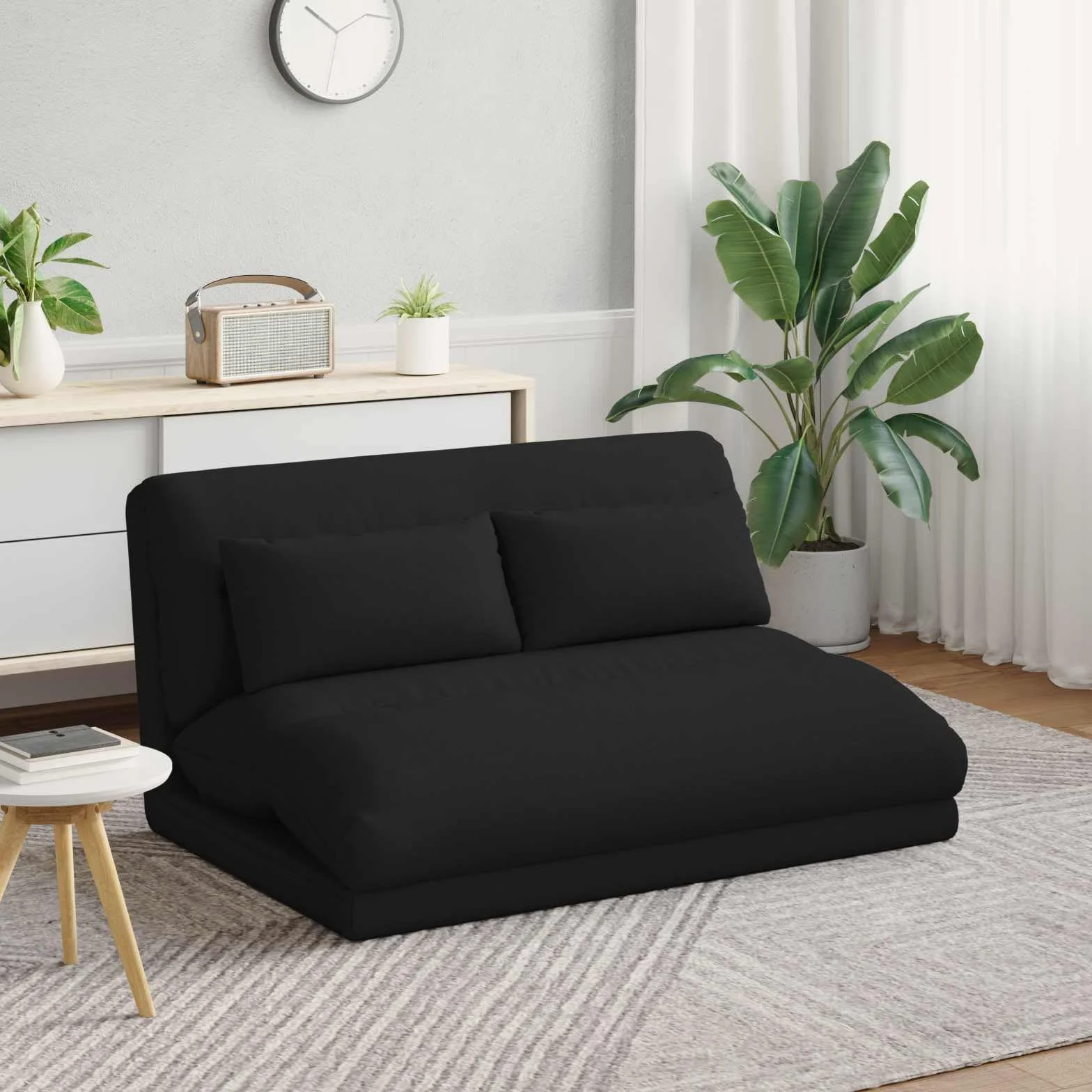 Regulowane czarne krzesło podłogowe z ergonomicznym oparciem, tapicerowane i składane, do salonu, gier, czytania, jogi, siedzenia medytacyjnego, zajmuje mało miejsca, poszewka nadająca się do