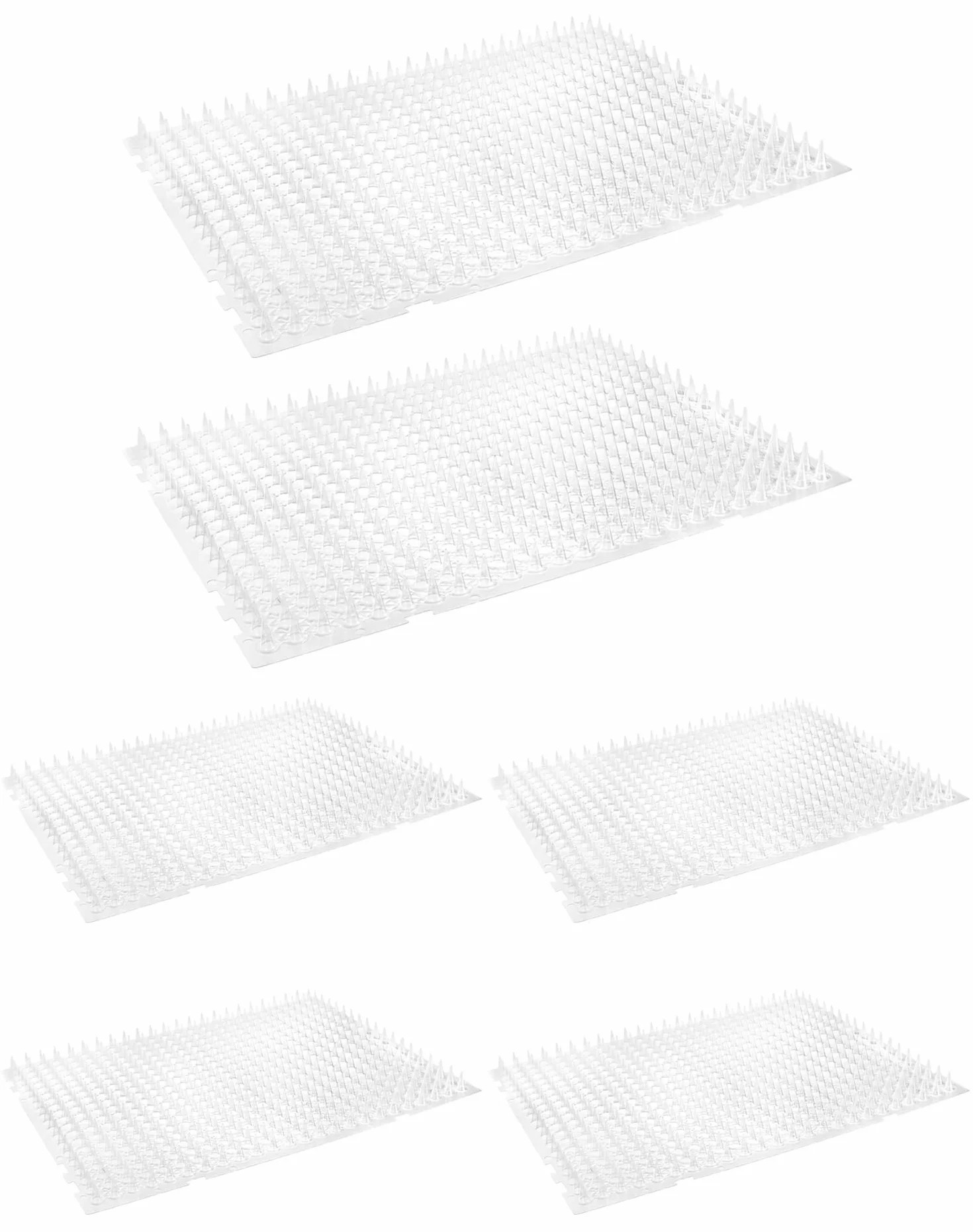 QWORK® 6 sztuk mata z kolcami na koty Przezroczysta 34x42cm, mata z kolcami do odstraszania kotów do użytku w pomieszczeniach i na zewnątrz