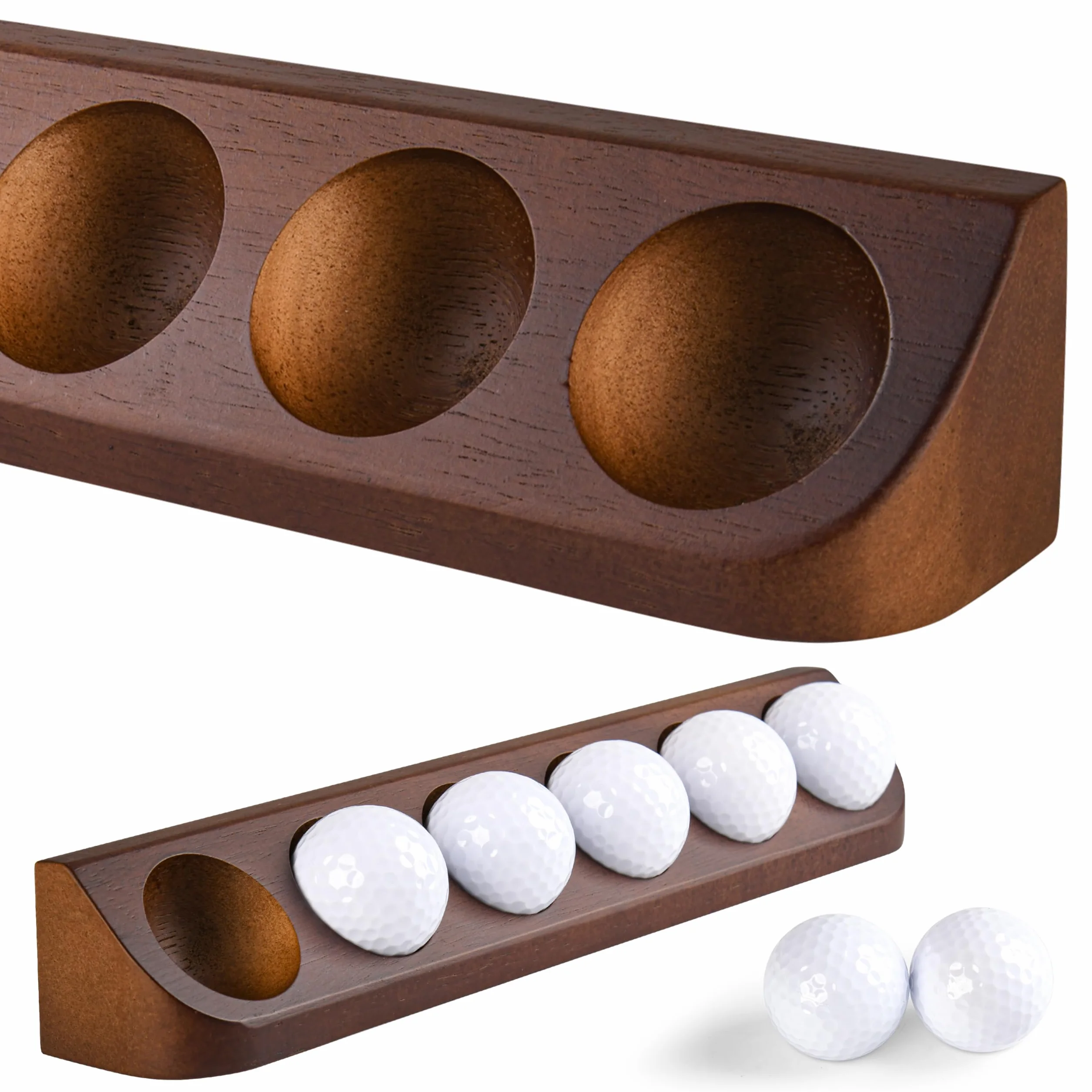 Tapeera 2-pak gablota na piłeczki golfowe - uchwyt ścienny - ekspozycja 12 standardowych piłek golfowych - brązowa drewniana obudowa - dekoracja stołu do biura golfowego - pamiątki sportowe prezent