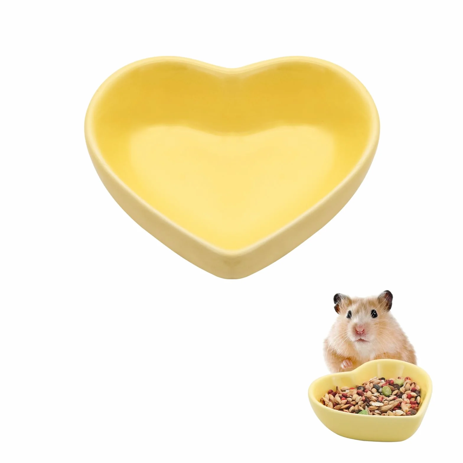 Miska dla chomika, ceramiczna miska w kształcie serca, zmywalne miski na jedzenie i wodę dla małych zwierząt, takich jak chomik, świnka morska, renifer, jeż, szynszyla, papuga