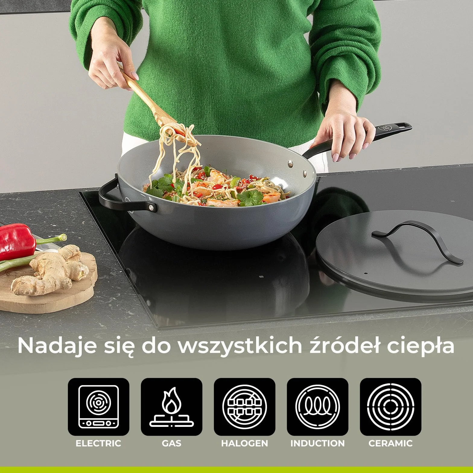 BE Living Essential 5-częściowy zestaw garnków, Ø 20, 24 i 28 cm patelnia do smażenia + Ø 30 cm patelnia do gotowania + Ø 28 cm, zestaw patelni, ceramiczne, bez PFAS, indukcja, szary