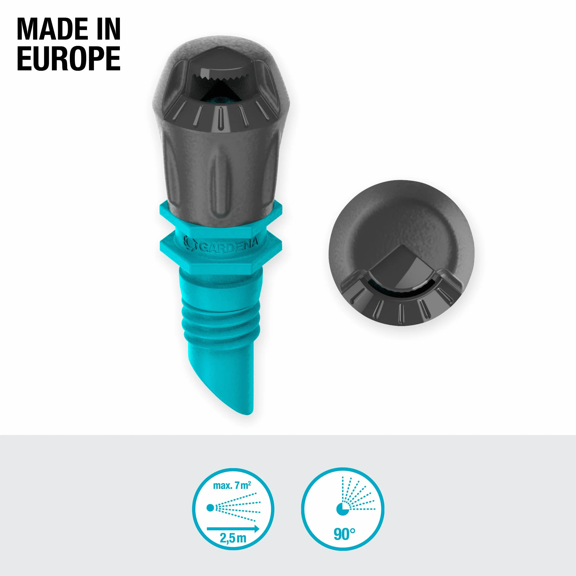Gardena system Micro-Drip dysza rozpylająca 90 stopni: głowica rozpylająca 90 stopni, regulowane i wodooszczędne zraszanie, zasięg rozpylania 2,5 m, 5 szt. (13320-20)