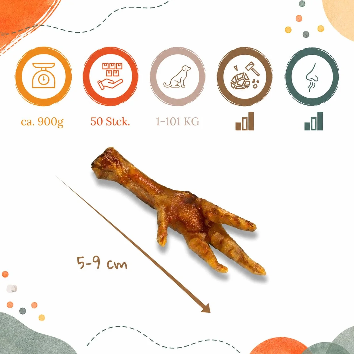 Naturalne Gryzaki dla Psów – Kurze Łapy 50 Sztuk (ok. 1 kg)