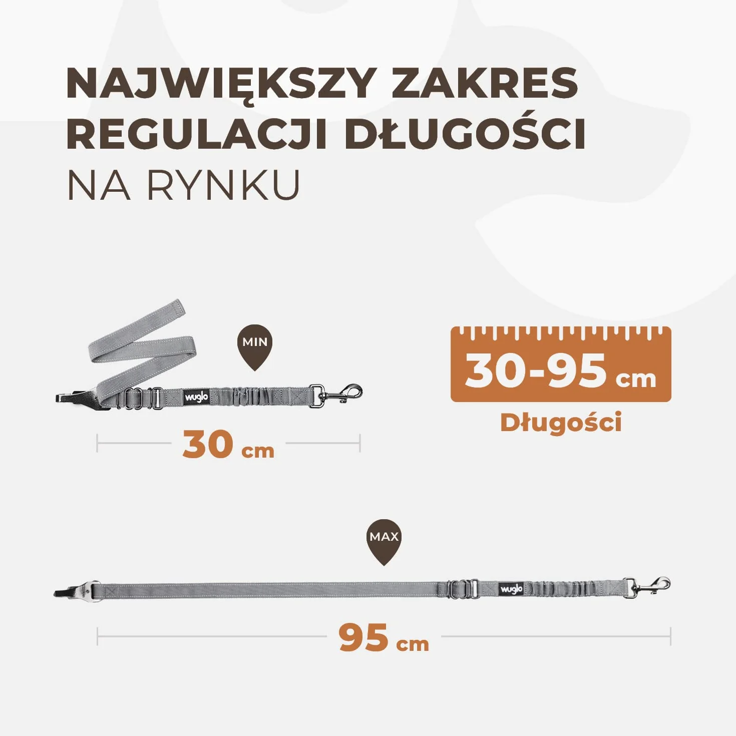 38-95cm Pas Bezpieczeństwa dla Psa – Pasy dla Psa do Samochodu – Wytrzymały i Mocny Pas Samochodowy dla Psa – Elastyczny Pas Bezpieczeństwa dla Psów – Uniwersalne Pasy do Przewozu Psa (Szary)