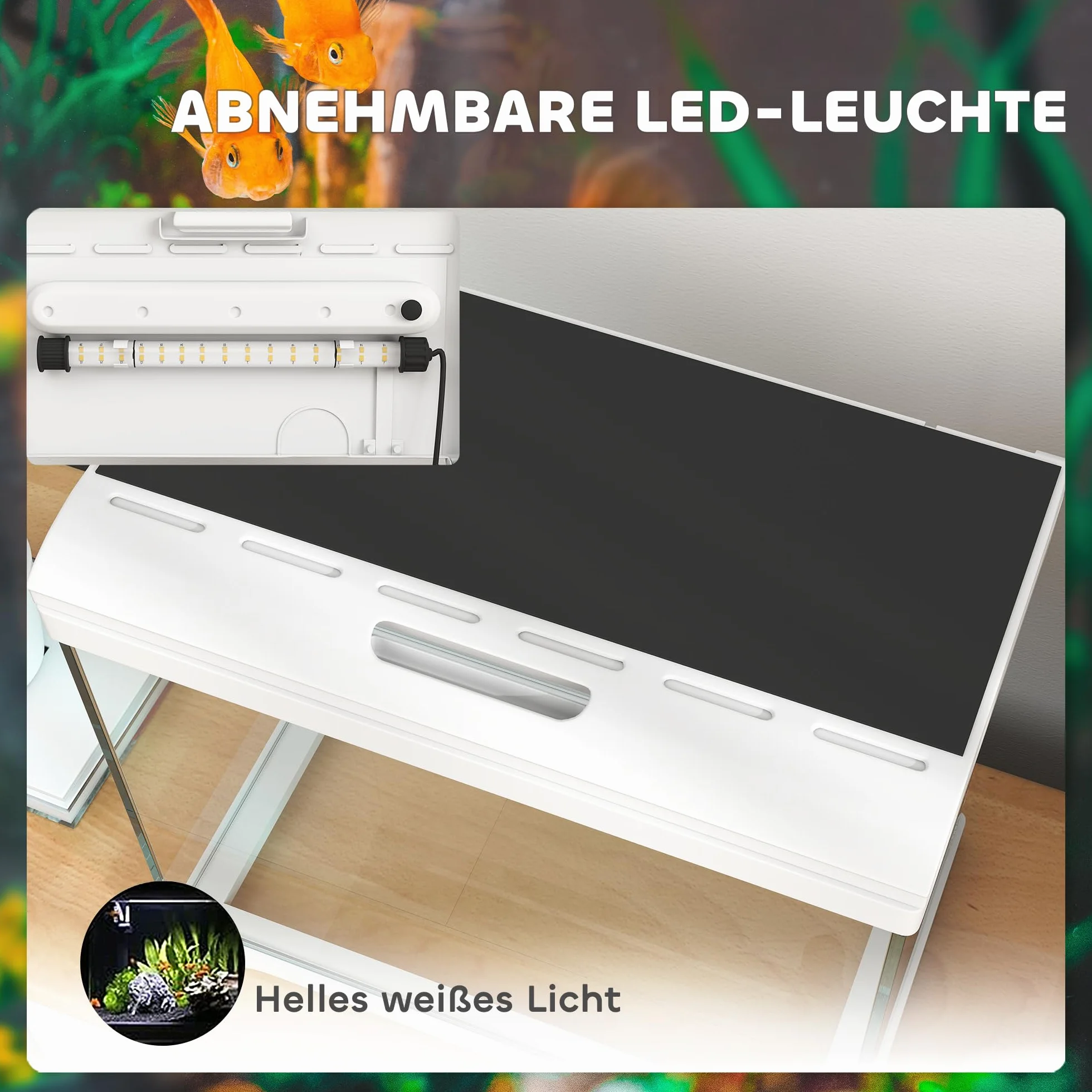 PawHut Akwarium 17 l z oświetleniem LED, system filtracji, pompa wodna biała