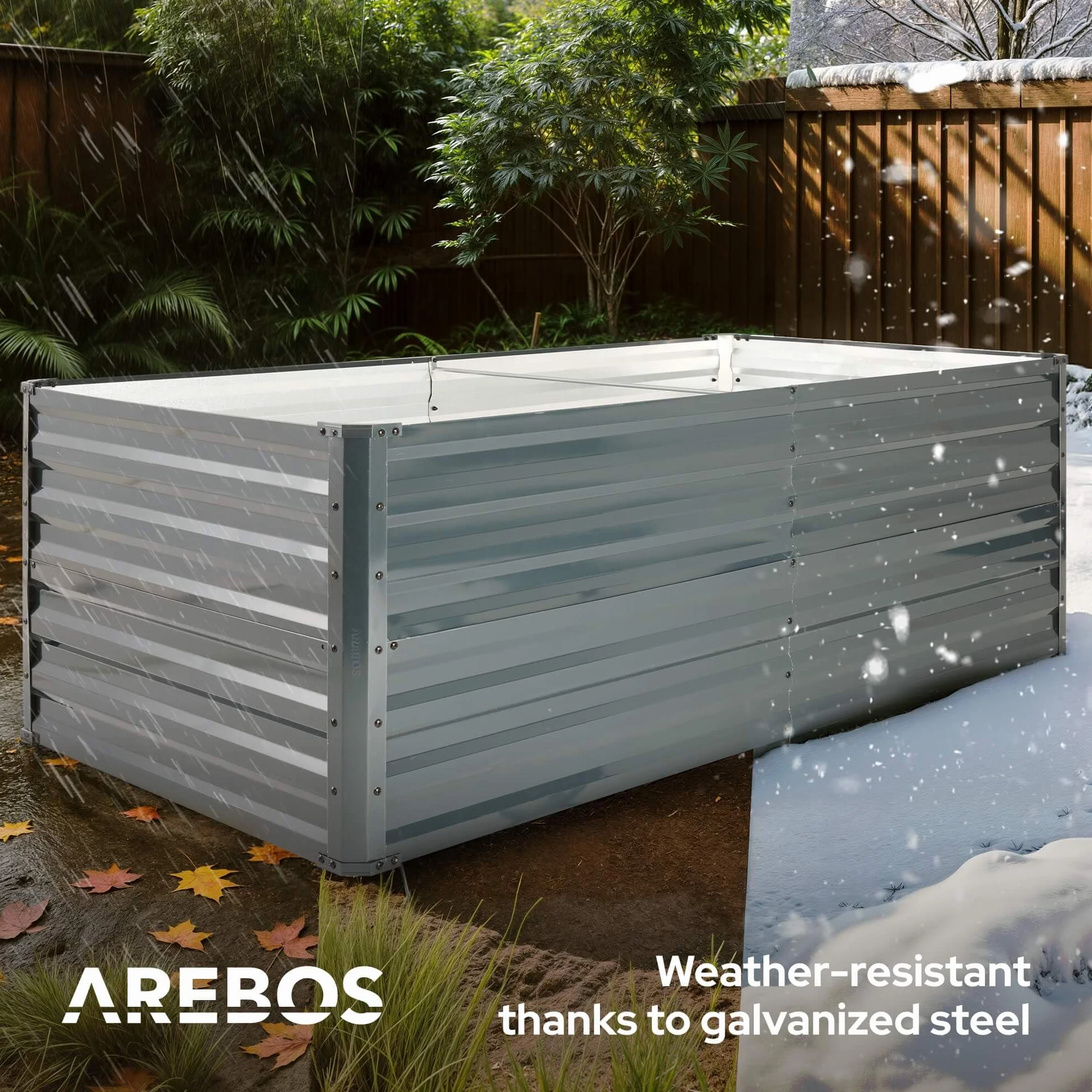 Arebos Metalowe łóżko ogrodowe 240x90x45 cm | łóżko ogrodowe ze stali ocynkowanej | odporne na warunki atmosferyczne i rdzę łóżko do sadzenia | prostokątne łóżko warzywne do ogrodu i patio