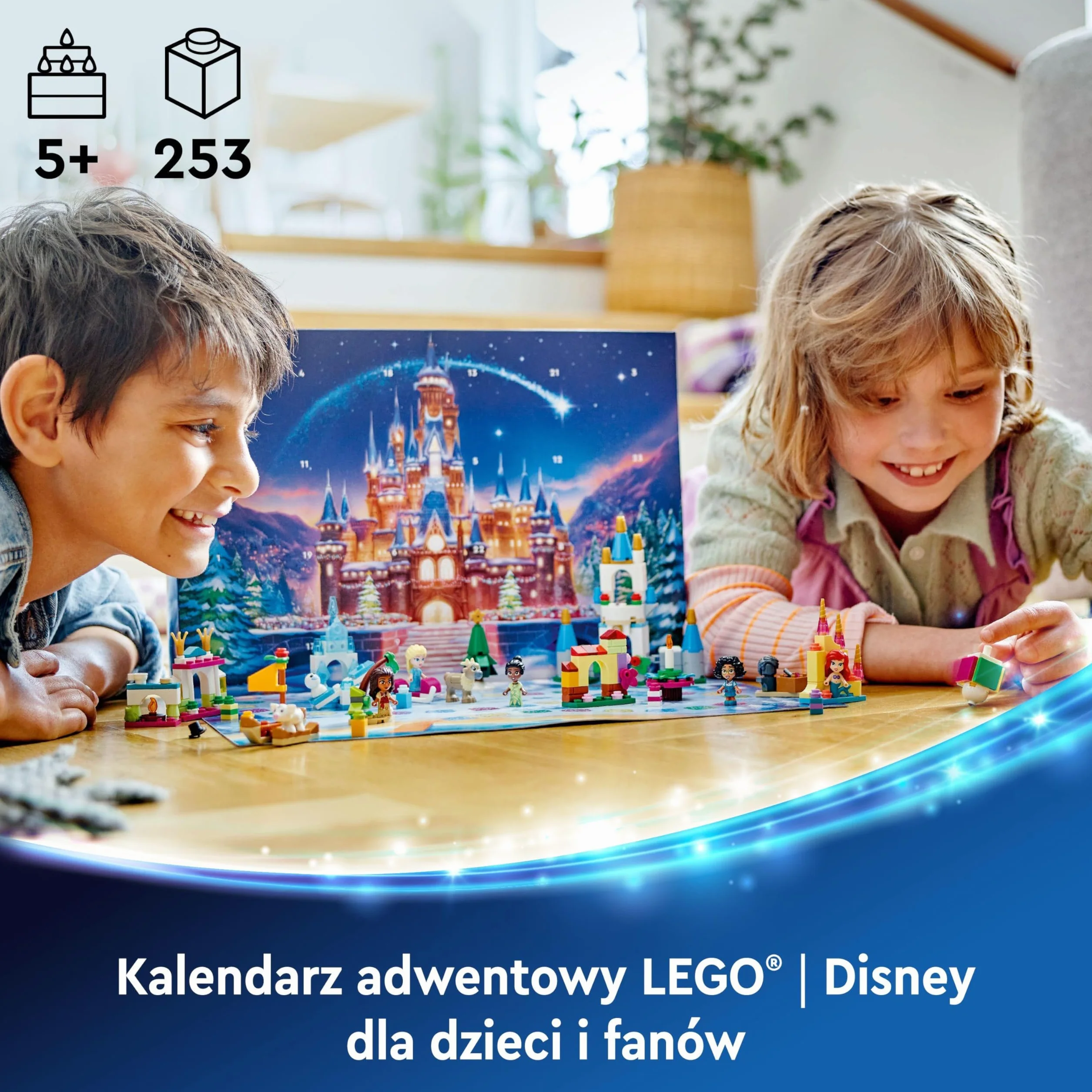 LEGO │ Disney Princess Kalendarz adwentowy na 2024 rok, Zabawka dla Dziecka do Zbudowania z 5 Mikrolaleczkami, Pomysł na Prezent dla 5-latki, dla Dziewczynki, na Mikołajki i na Święta, 43253