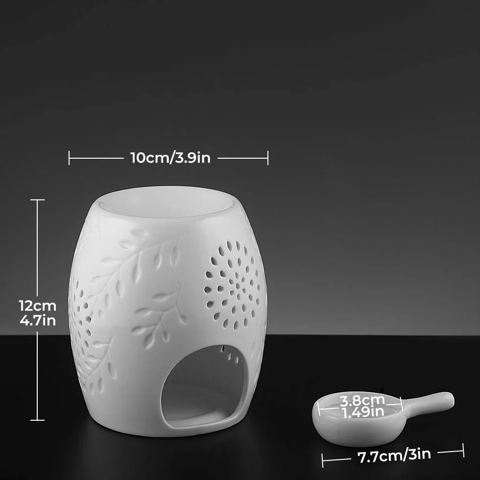 ecooe lampka aromatyczna świecznik na tealighty lampka aromatyczna wykonana z ceramicznej bieli z dyfuzorem zapachowym z łyżeczką świecową