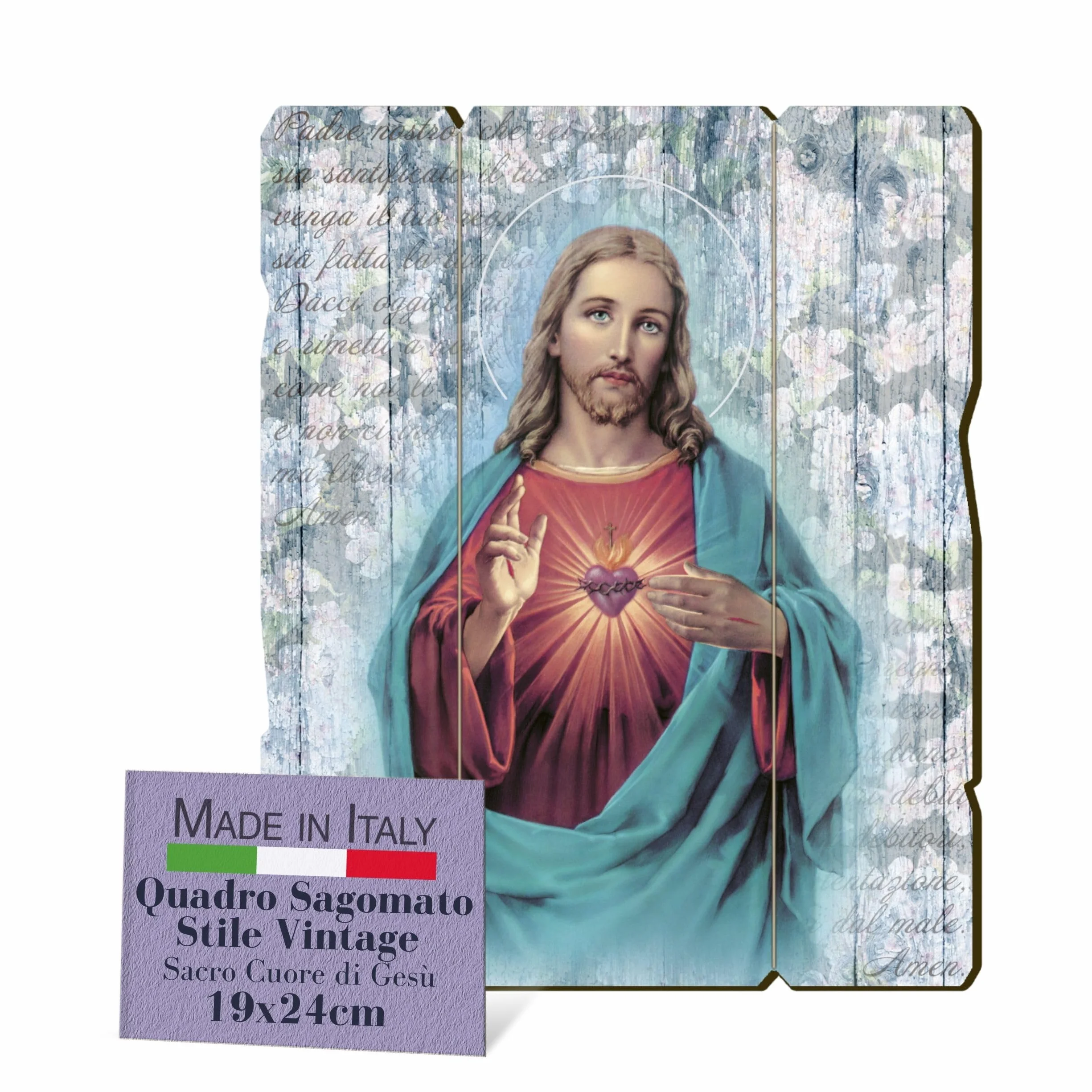 Fratelli Bonella | Drewniane Ramy Kształtowane W Stylu Vintage Najświętszego Serca Jezusa 19x24cm | Made in Italy