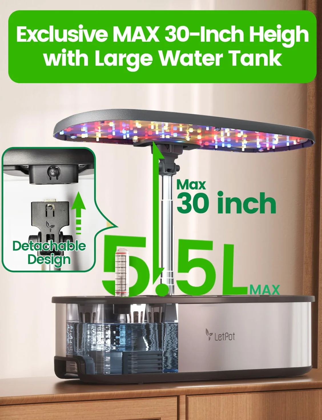 LETPOT LPH-SE Hydroponiczny system uprawy, 12 kapsułek, inteligentny zestaw ogrodowy ziołowy, do wewnątrz, ogród, sterowany aplikacją i WiFi, z diodą LED 24 W, zbiornik na wodę 5,5 l, system