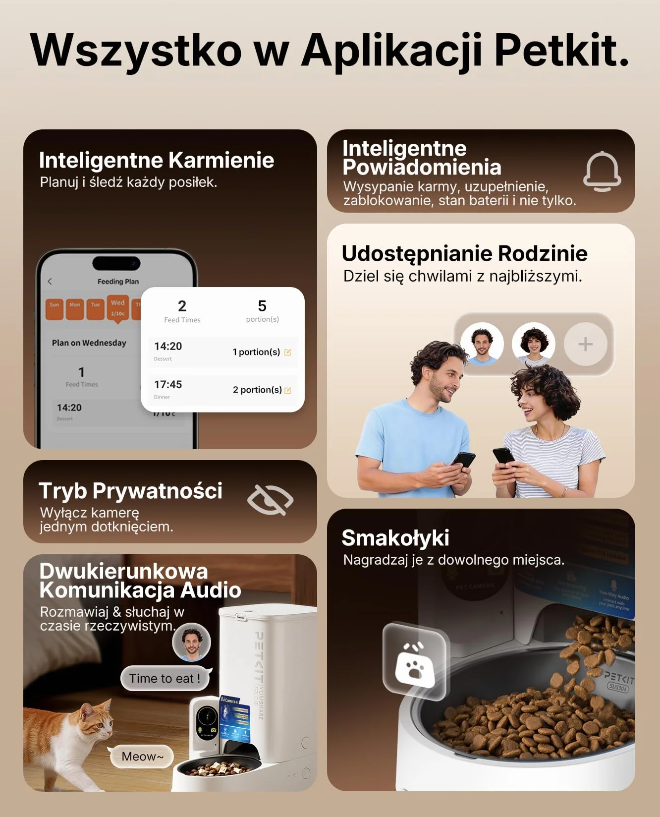PETKIT Automatyczny Dozownik Karmy dla Kota z Kamerą AI, 3L, 1080P HD, WiFi 2.4G/5GHz, Miska ze Stali Nierdzewnej