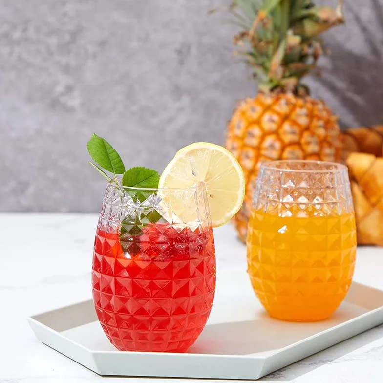 Eleganckie szklanki Wine Glasses Whiskey Cocktail Juice Drinking Plastic Cups Unbreakable Reusable and Recyclable for Outdoor Pool Party Picnics Szklanki do napojów