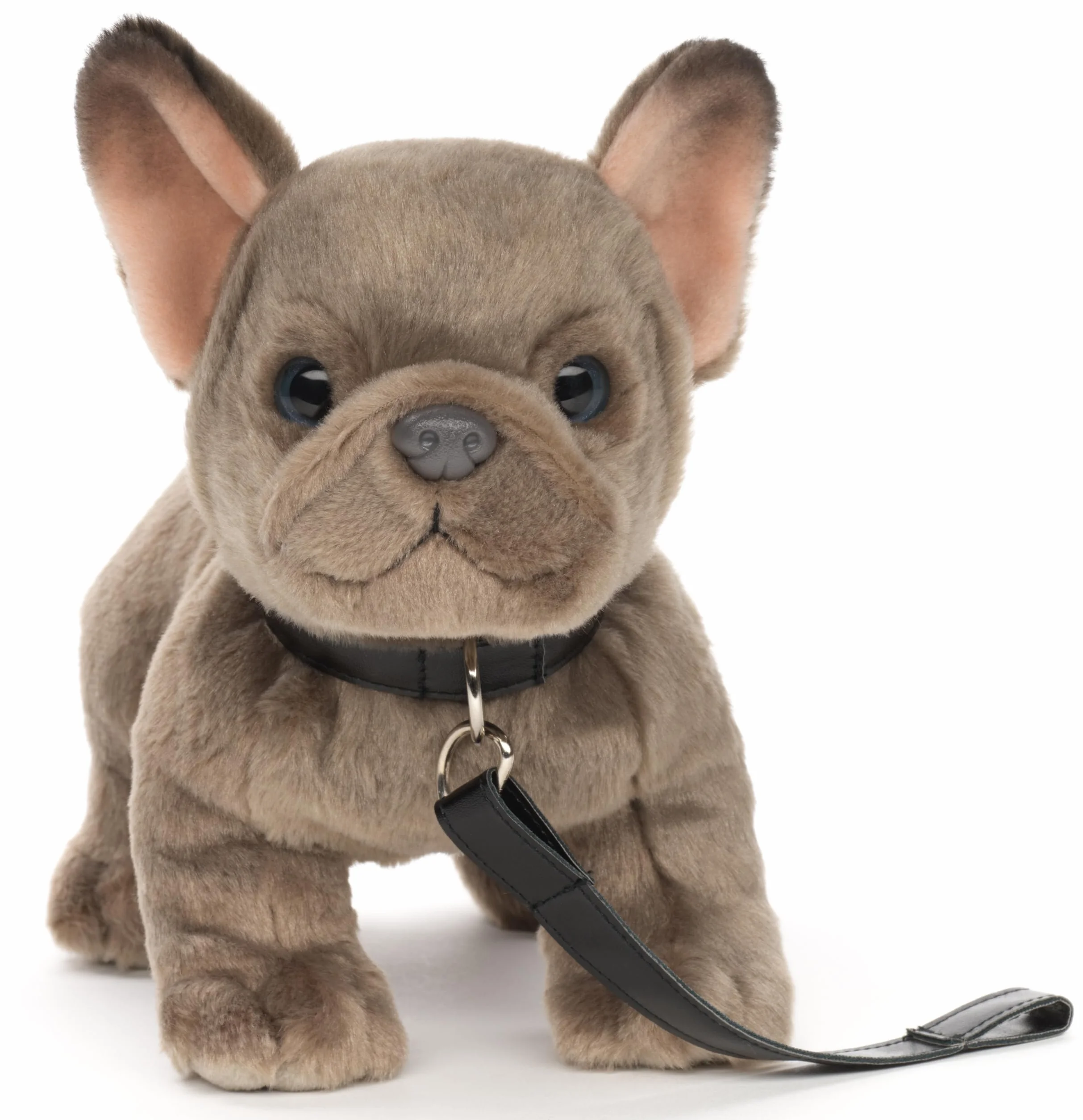 Uni-Toys - buldog francuski ze smyczą - 26 cm (długość) - pies, zwierzę domowe - pluszowe zwierzątko pluszowe, maskotka