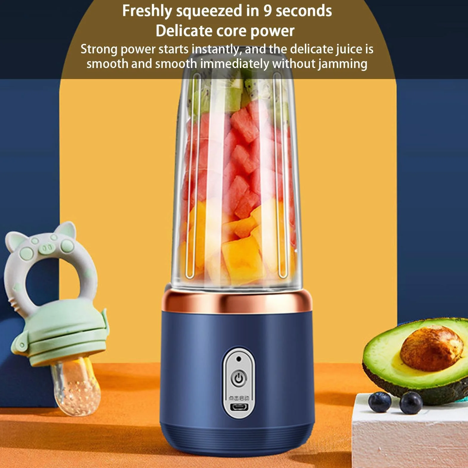 Przenośny blender do soków, sokowirówka ładowana przez USB, blender do owoców, koktajle proteinowe, można mieszać z lodem. Nadaje się do biur, wakacji, domów, siłowni, mieszkań, pikników