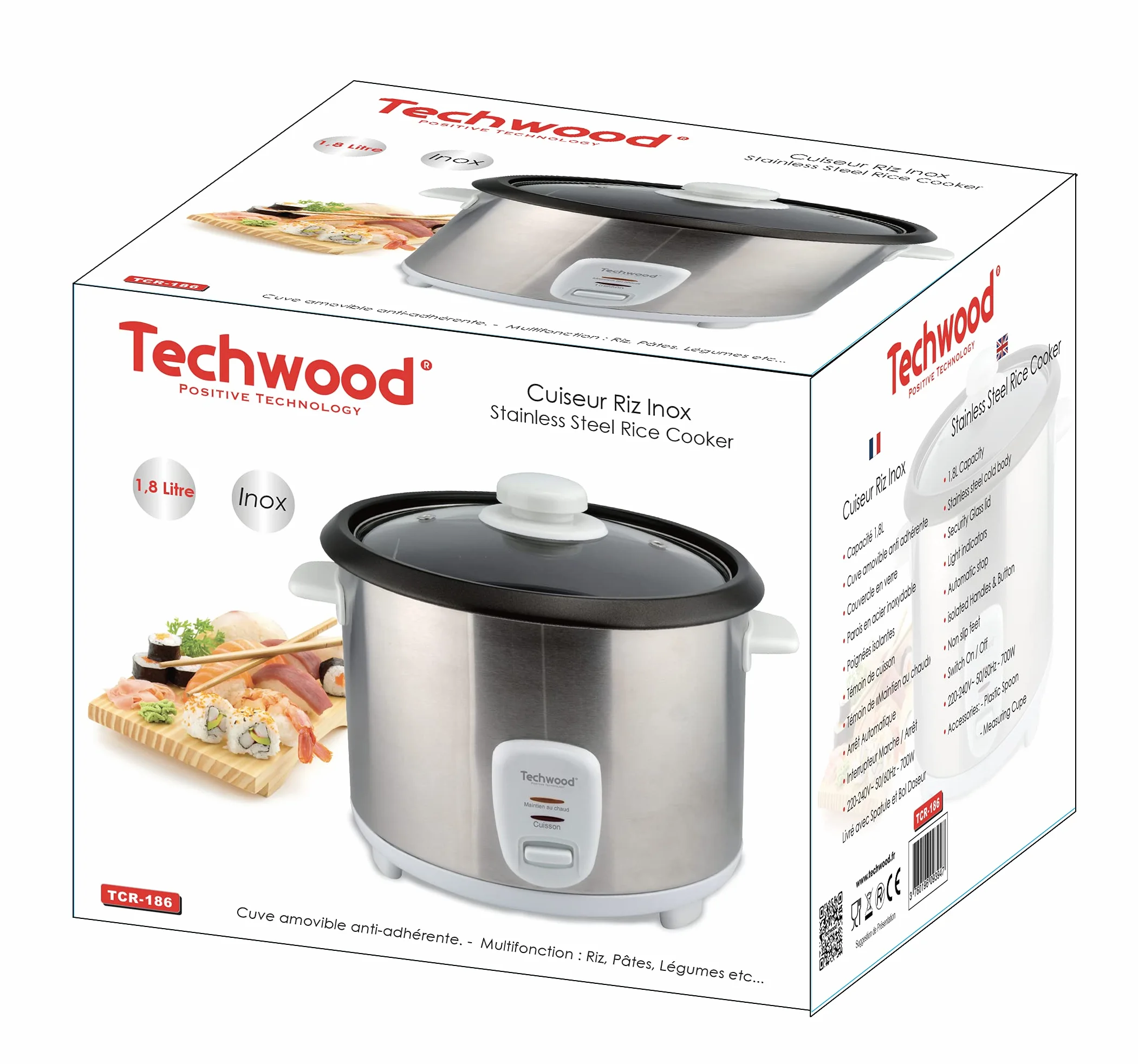 Techwood TCR-186 wielofunkcyjny kuchenka ryżowa 1,8 l