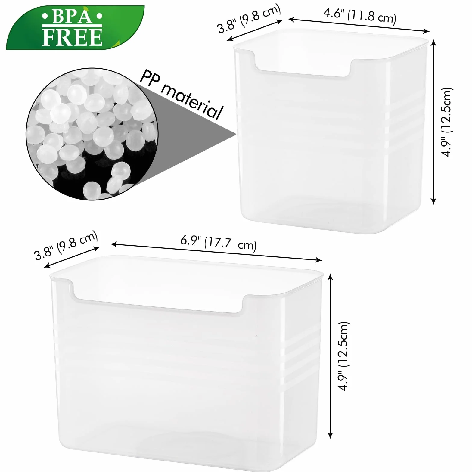 Poeland Organizer do lodówki, pojemniki do przechowywania drzwi bocznych lodówki, plastikowe, półprzezroczyste, zestaw 5 szt. (2 M+3S)