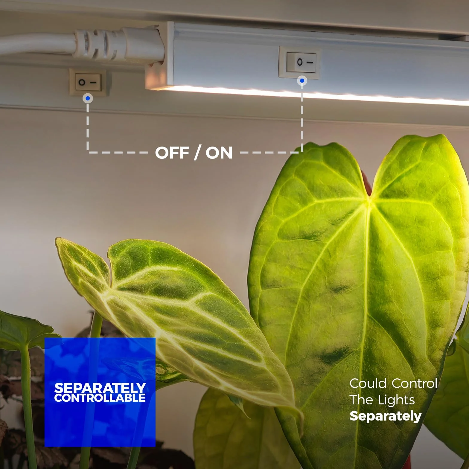 Barrina T5 LED Lampa do Roślin, 29cm, Żółte Pełne Spektrum Światła, 30W (6 x 5W), 1FT Lampy Roślinne z Włącznikiem, Łączone, Do Szklarni, Zestaw 6 szt