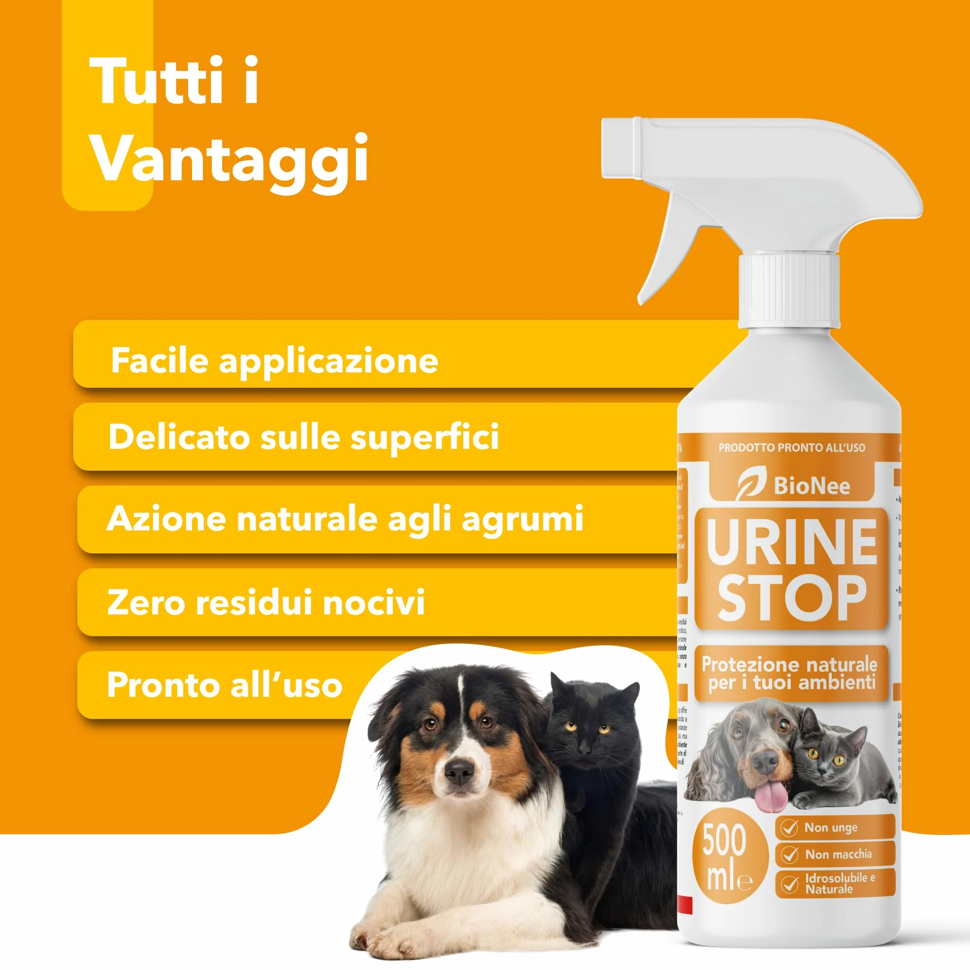 Urine Stop naturalny spray dla psów i kotów 500 ml podwójne działanie odstraszający i usuwający zapachy