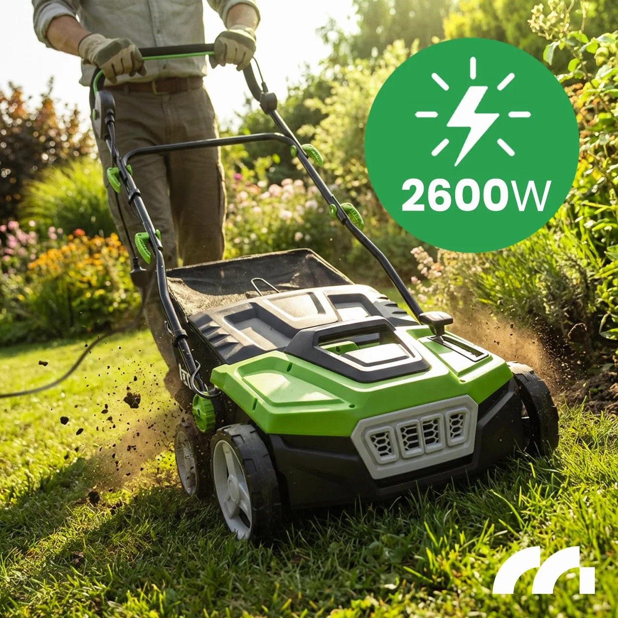 Wertykulator, elektryczny wiatrak, szerokość robocza 38 cm, MalTec 5 stopni wysokości roboczej