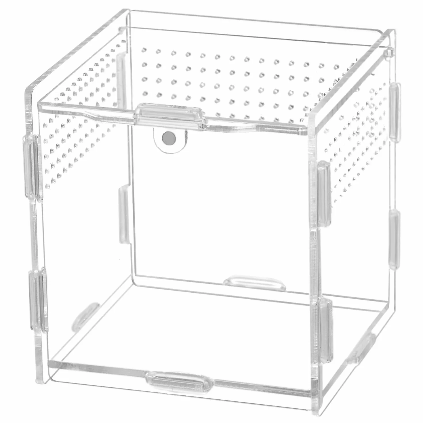 QWORK® pudełko do karmienia gadów z akrylu, przezroczysty akrylowy terrarium do owadów, 9,5 x 9 x 9 cm dla modliszek, pająków, jaszczurek, ślimaków