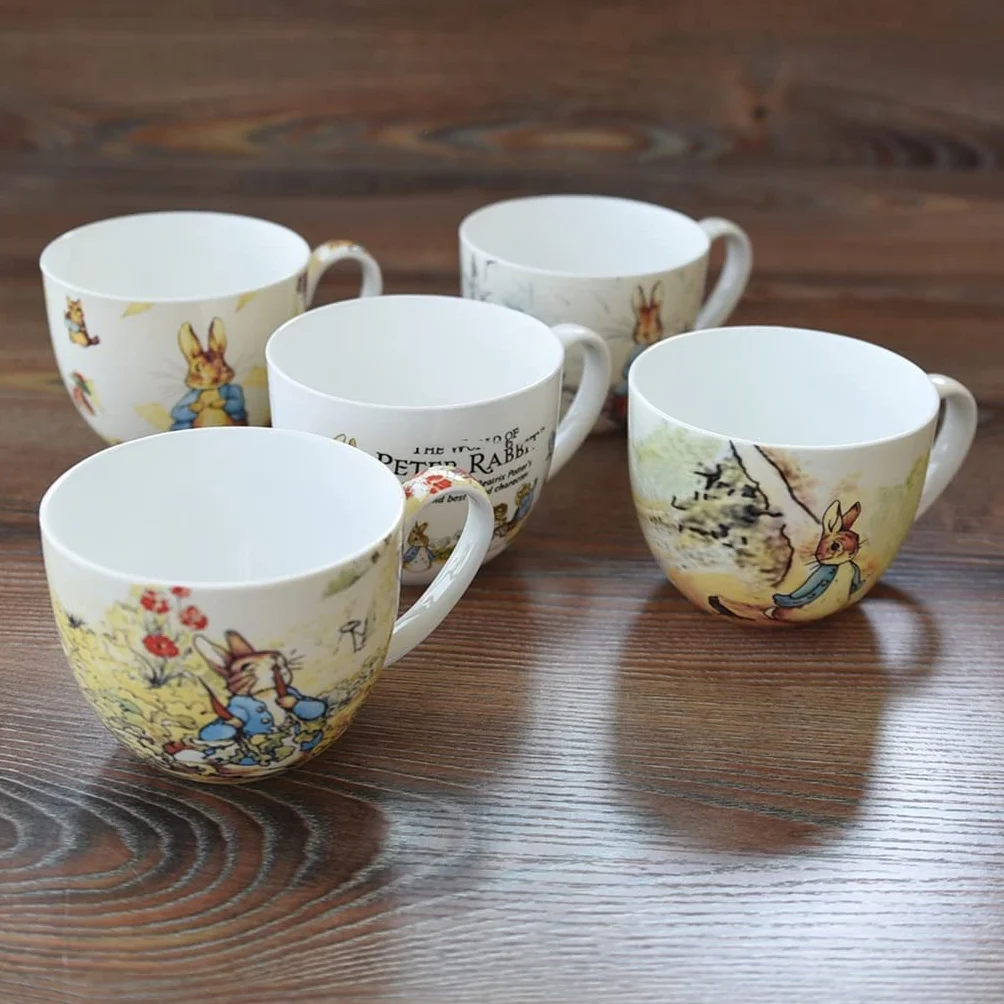 Kreskówka królik duży kubek kawy ceramiczny milka filiżanka porcelanowa filiżanka herbaty piękny (Color : D, Size : 700ML)