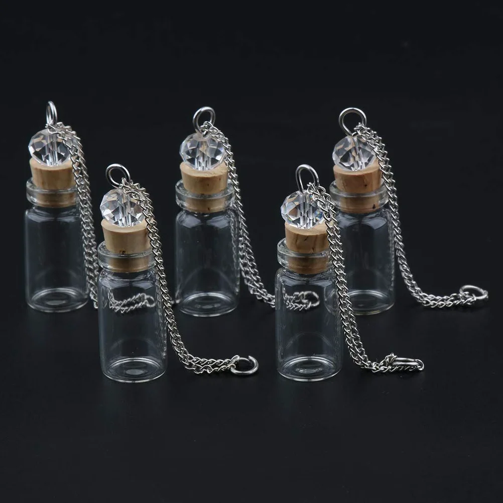 Mini szklana butelka z korkiem naszyjnik wisiorek fiolka DIY dekoracja 1 ml przezroczysta