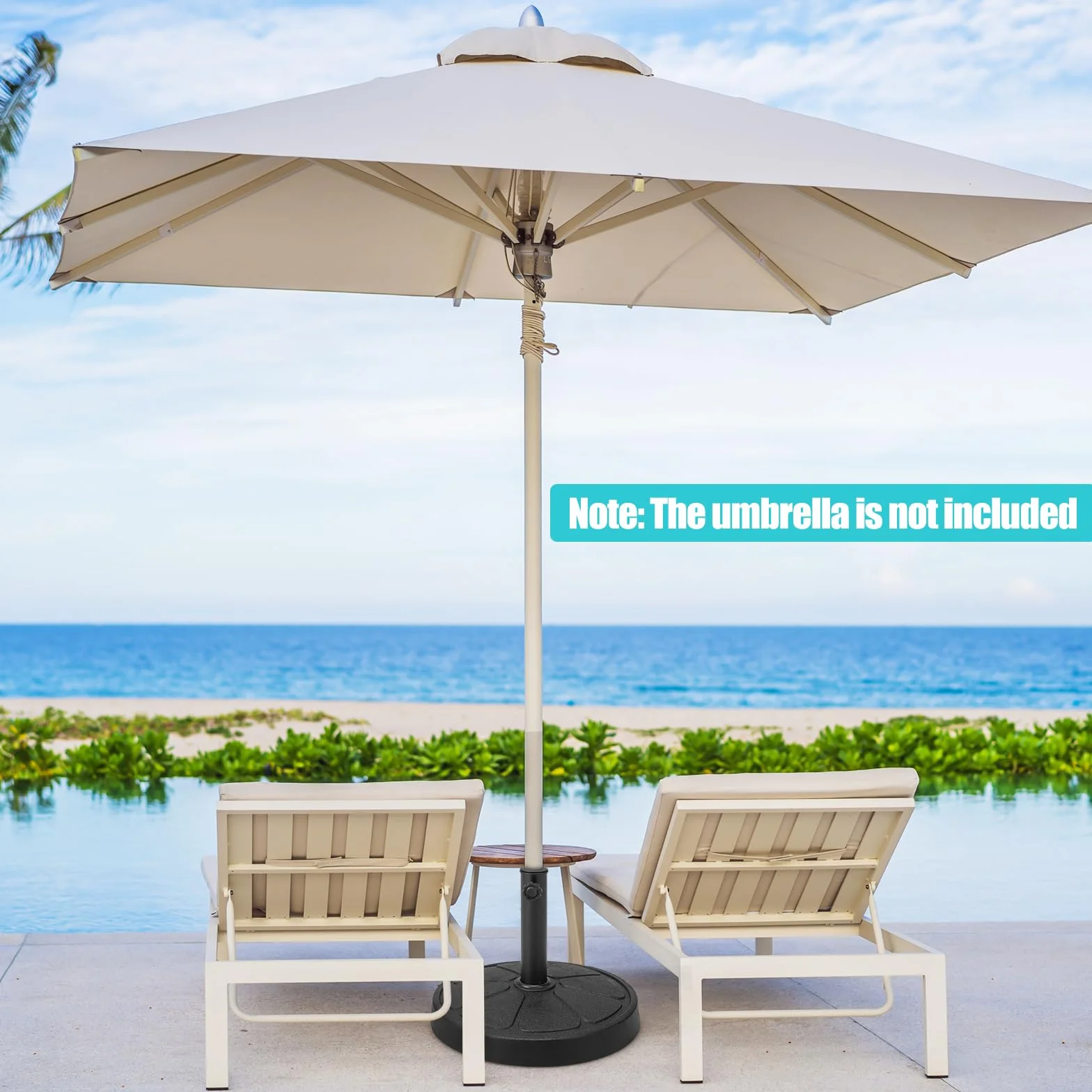 KOMFOTTEU Podstawa parasola z żywicy Φ38/48 mm, uchwyt na parasol ogrodowy na zewnątrz 14/19 kg, stojak na parasol przeciwsłoneczny do ogrodu, na taras, balkon (Φ45 x 35 cm, 14 kg)