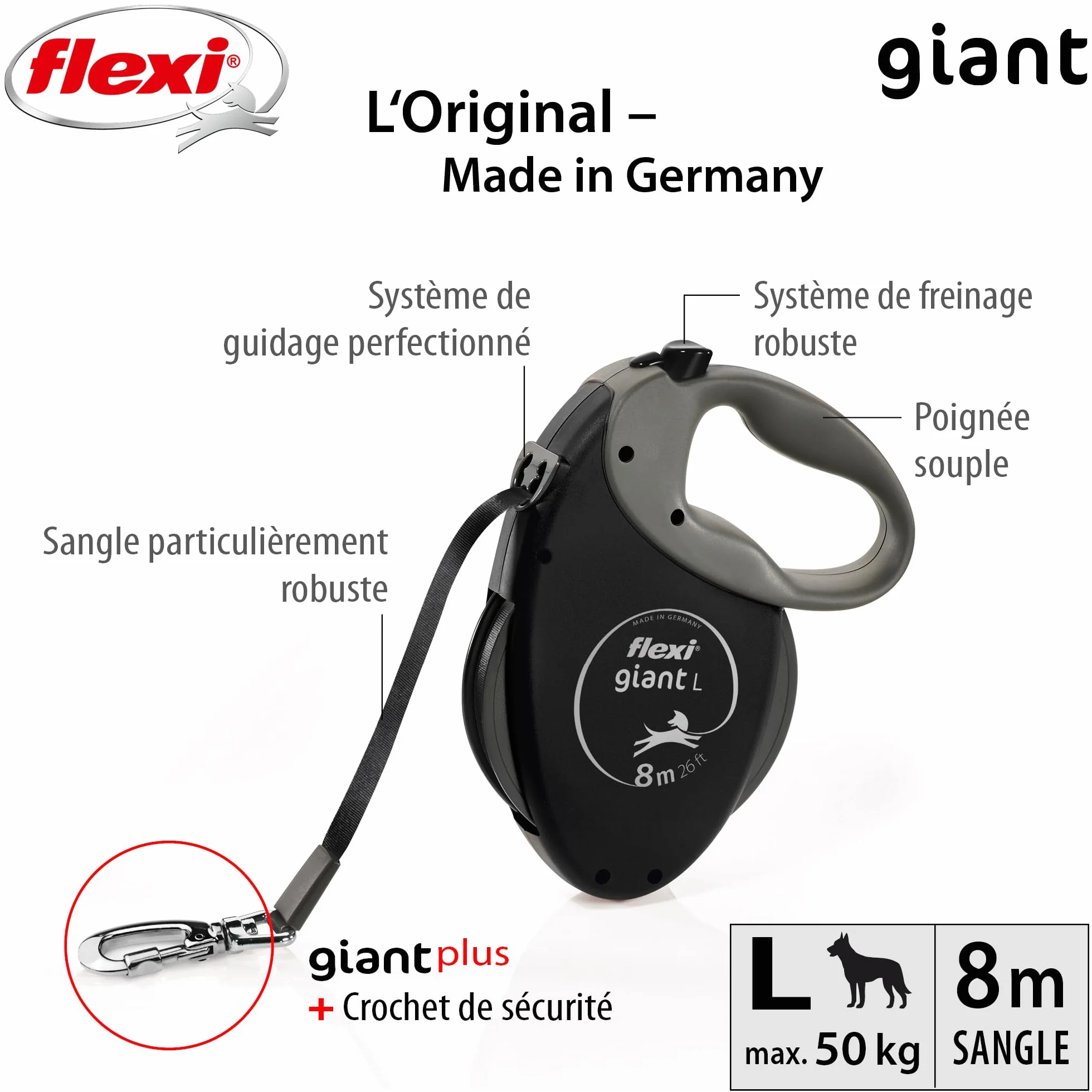 Flexi Giant Plus zwijana smycz dla psa 8 m 25 kg neonowy