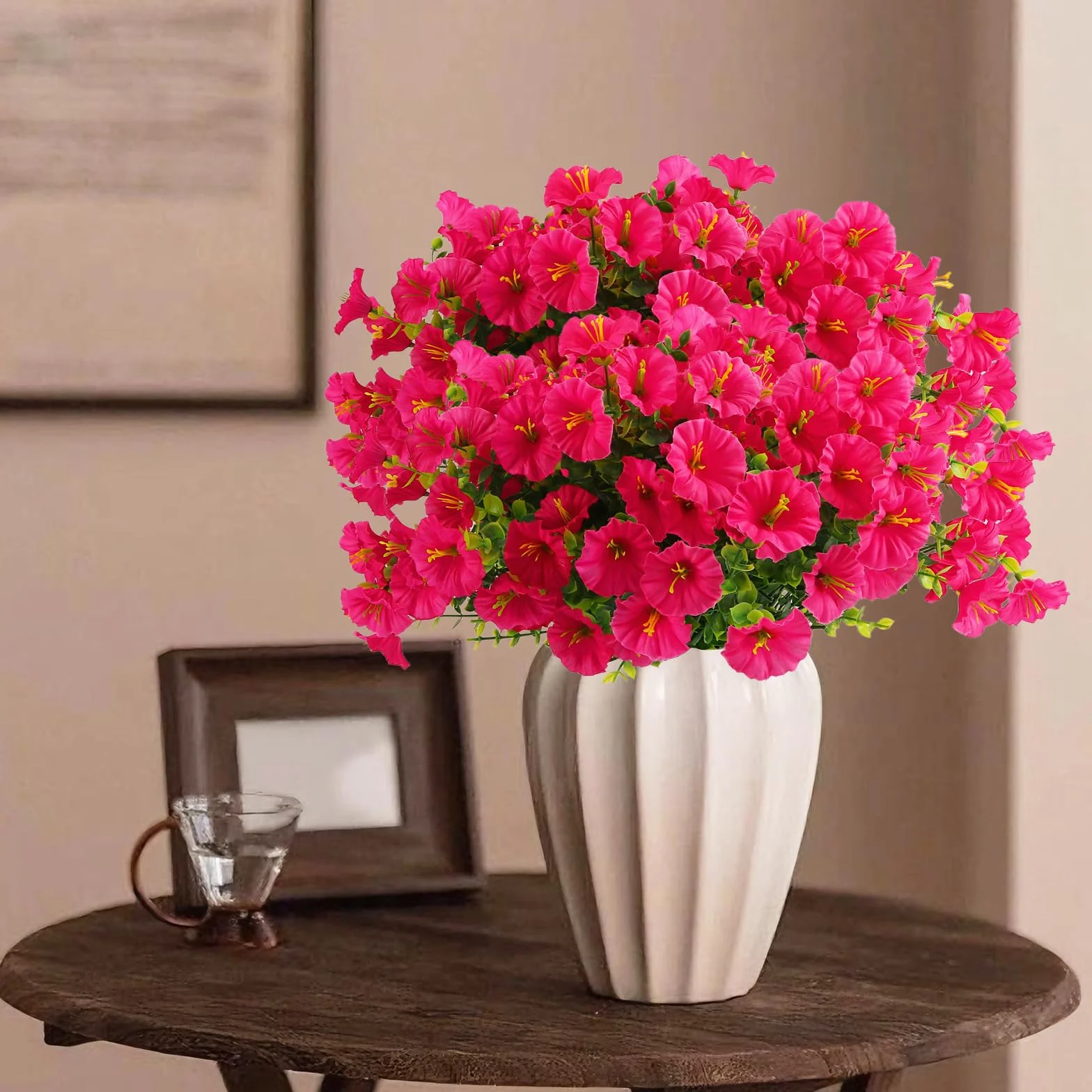 sztuczne kwiaty Petunia 7 pęczek Magenta 36 cm - sztuczne kwiaty jak prawdziwe, idealne na balkon, rośliny balkonowe do dekoracji na zewnątrz