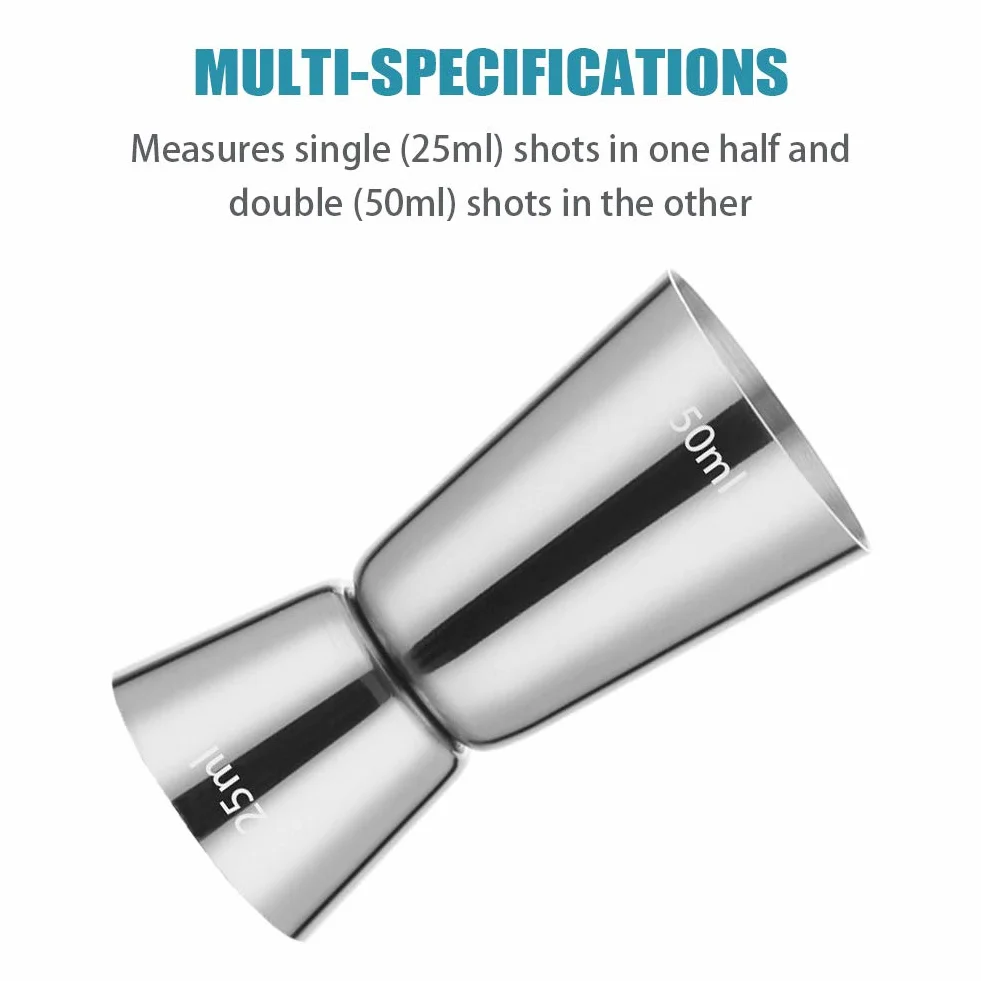 Tęczowa Powłoka ze Stali Nierdzewnej 304 Miarka Jigger Bar Craft 25/50 ml Podwójna Miarka Kubek do Baru na Imprezę Wino Koktajl Shaker (2 x 25-50 ml)