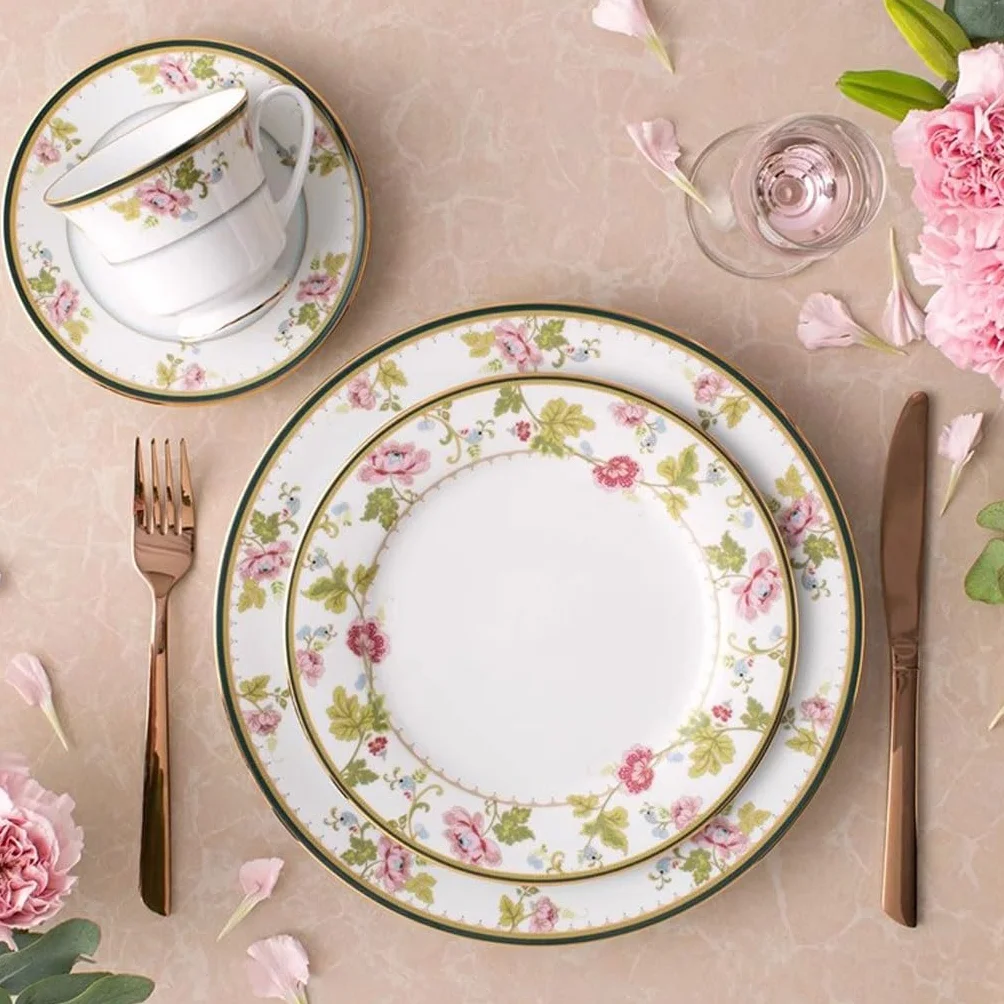 Wykwintny wysokiej klasy ceramiczny talerz obiadowy – elegancka zastawa stołowa na owoce i przekąski wysokiej jakości domowe talerze do jadalni stylowa zastawa stołowa na specjalne okazje