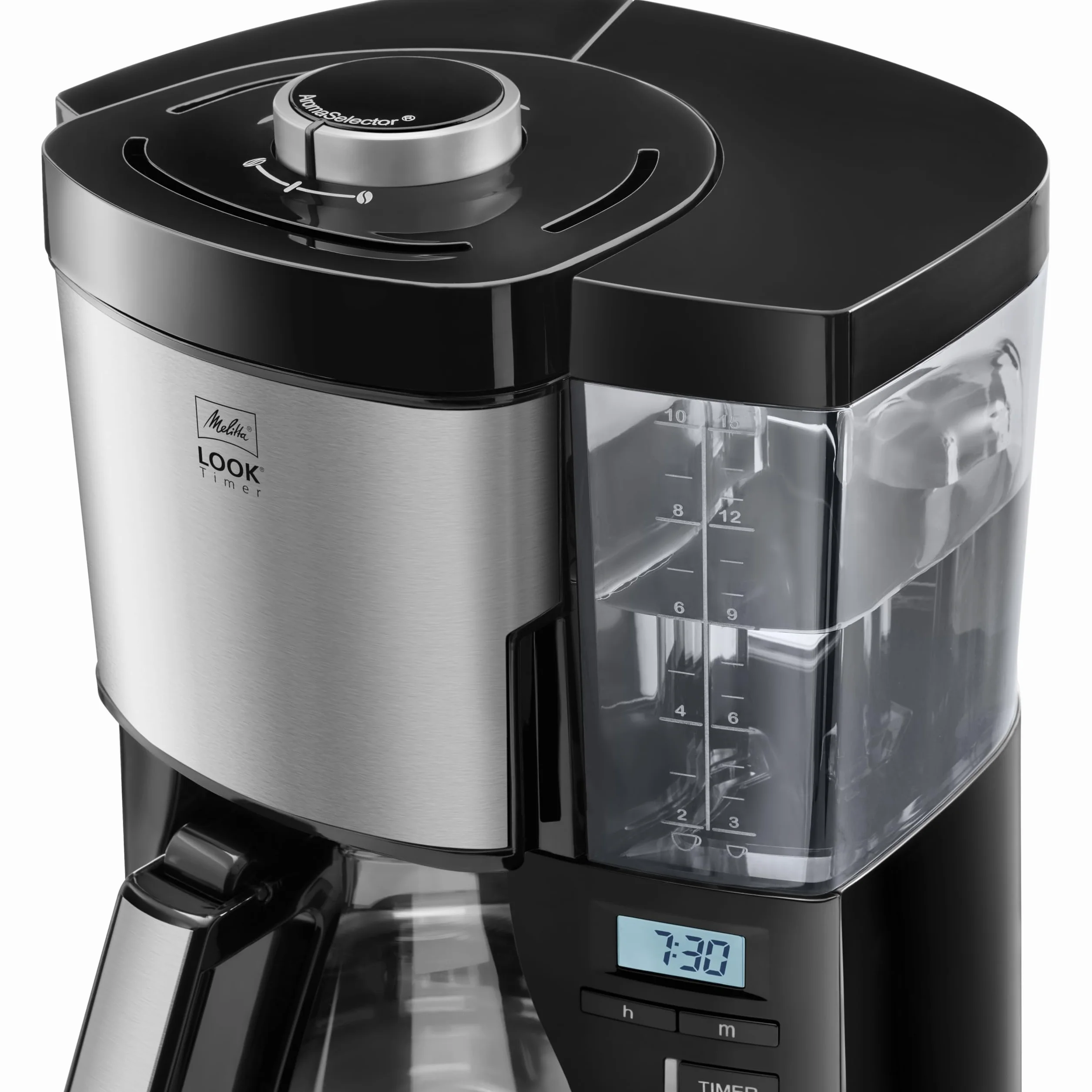 Melitta Look Timer – przelewowy ekspres do kawy – ze szklanym dzbankiem – funkcja timera – zatrzymanie kapania – 10 filiżanek – czarny (1025-08)