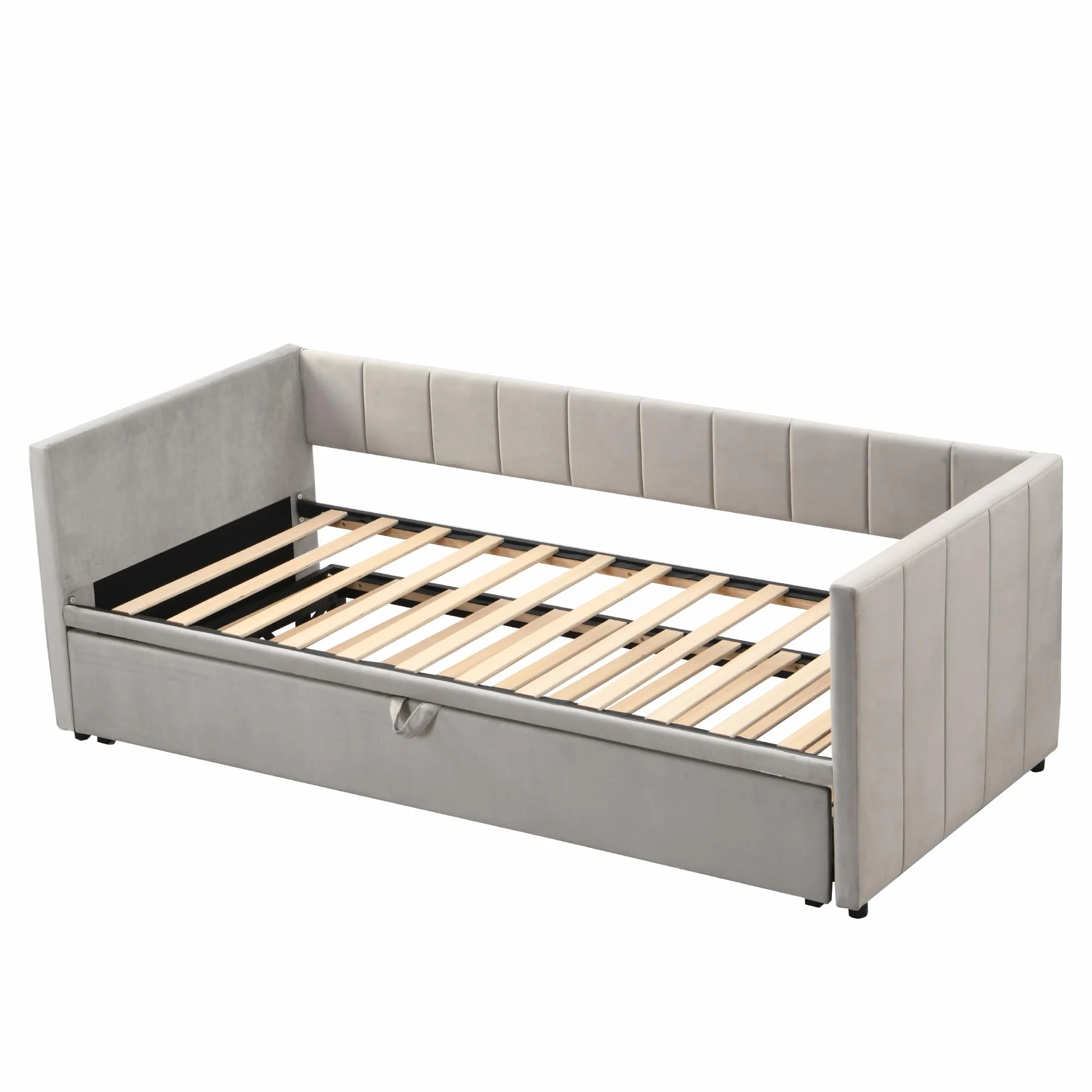 YESGIGA Łóżko tapicerowane, rozkładana sofa do spania 90/180 x 200 cm ze stelażem, łóżko wielofunkcyjne z przyjaznego dla skóry aksamitu (jasnoszare)